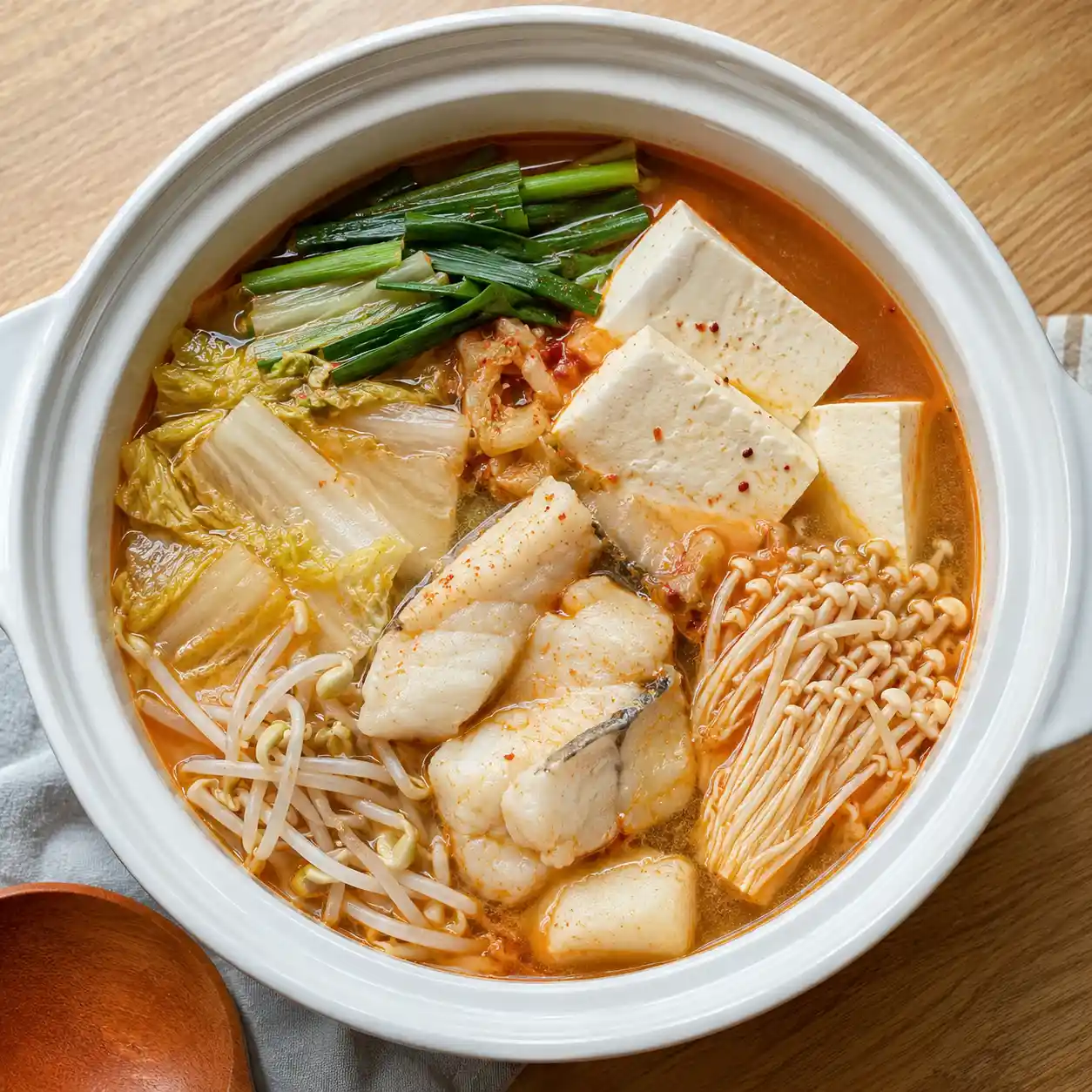 薑蒜胡椒泡菜魚肉豆腐鍋