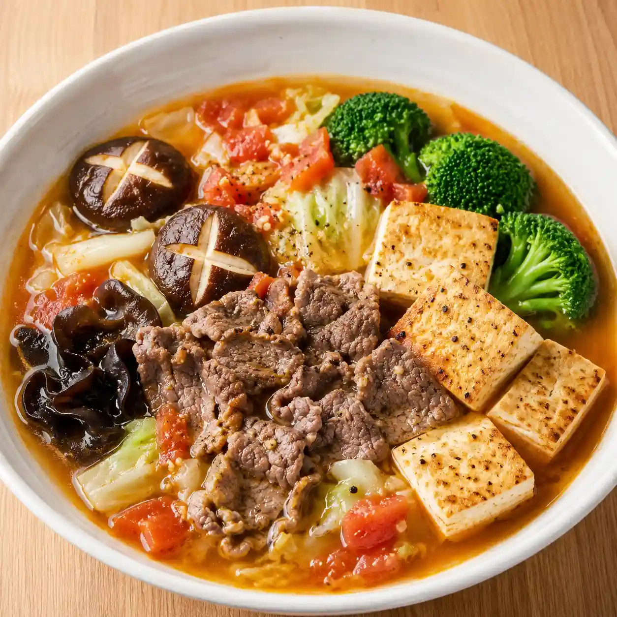 蒜薑番茄牛肉豆腐滷湯