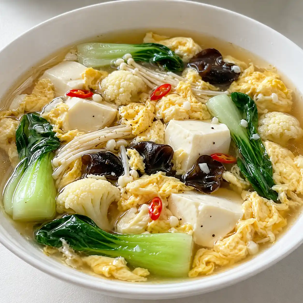 蒜辣胡椒豆腐蛋花滷湯