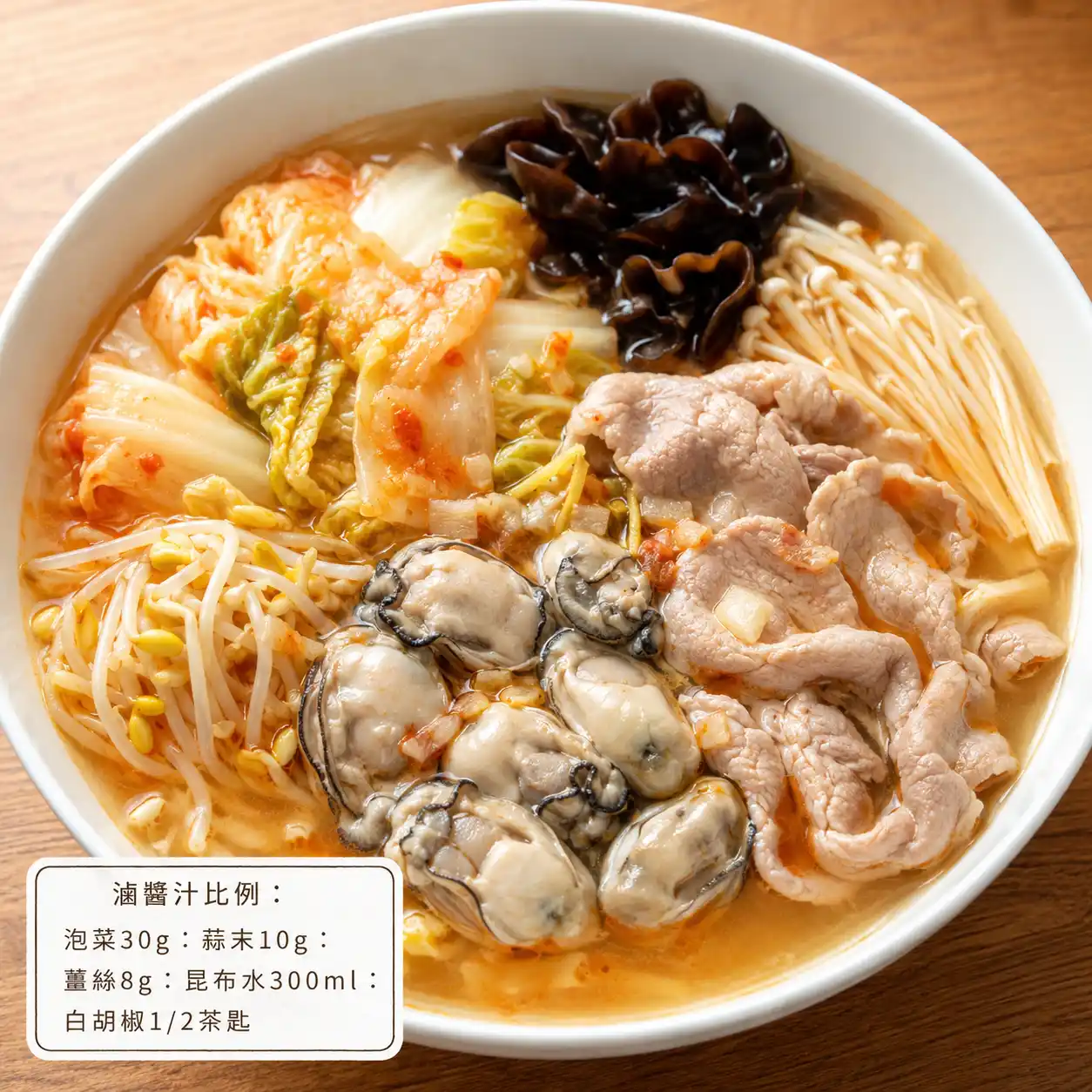 泡菜蒜香鮮蚵肉片鍋