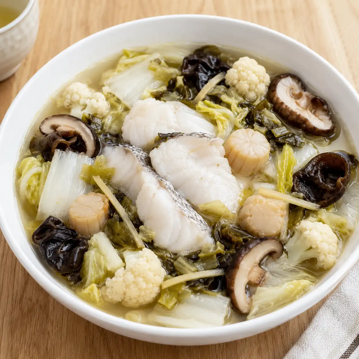 酸菜昆布干貝魚片湯