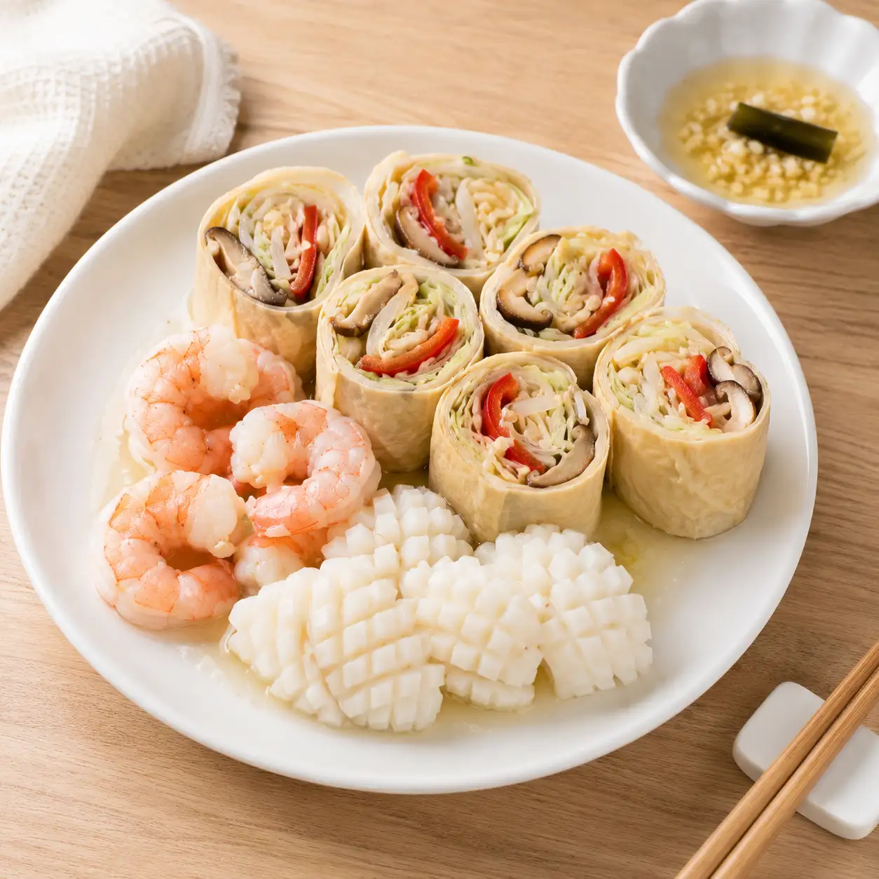 花枝蝦仁豆皮冷滷捲