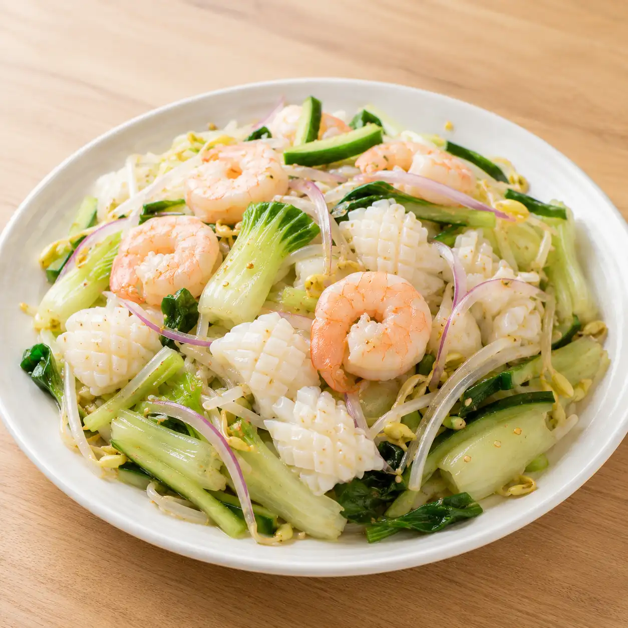 胡麻米醋蝦花青菜冷盤