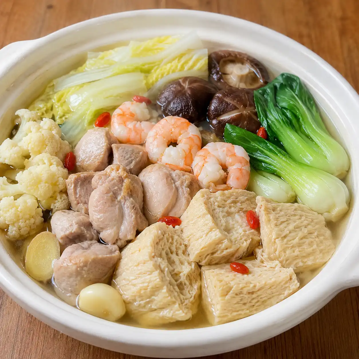 藥膳豆包雞腿蝦仁白滷