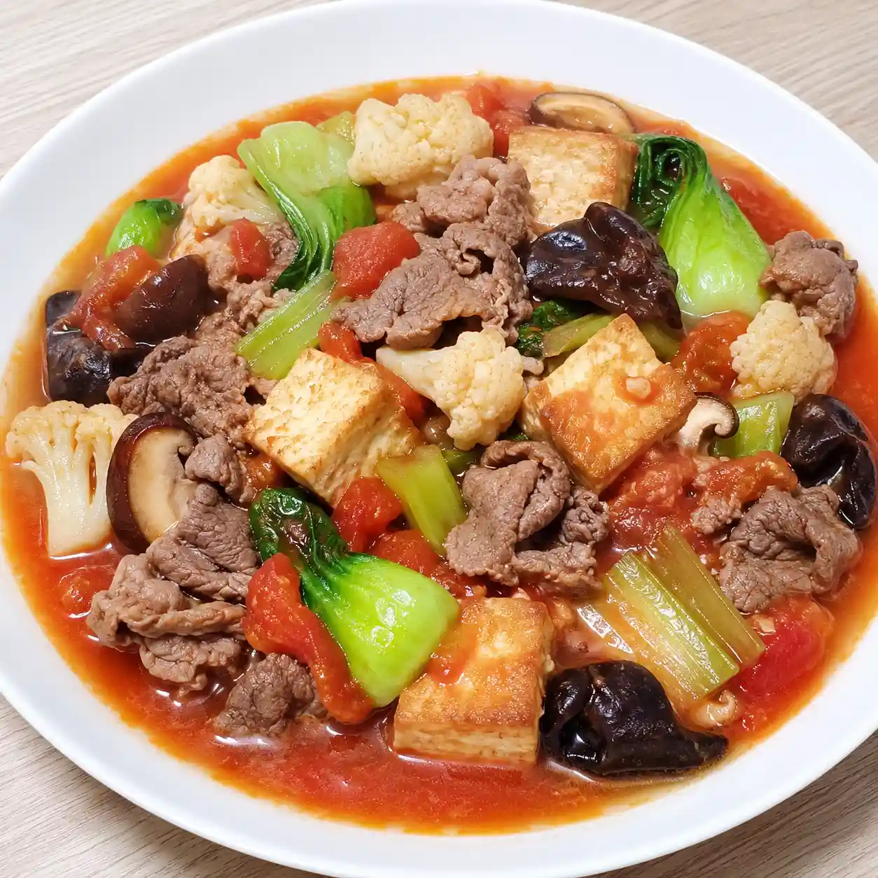 番茄香菇牛肉豆腐薄滷