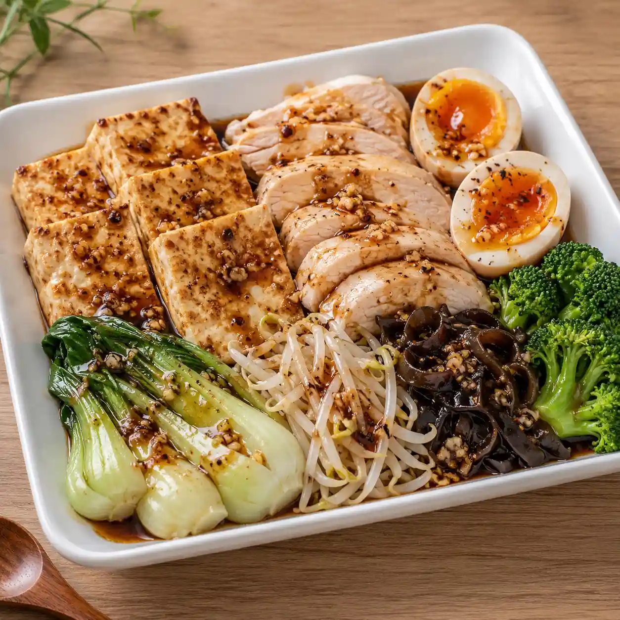 椒麻烏醋雞蛋豆腐菜盤