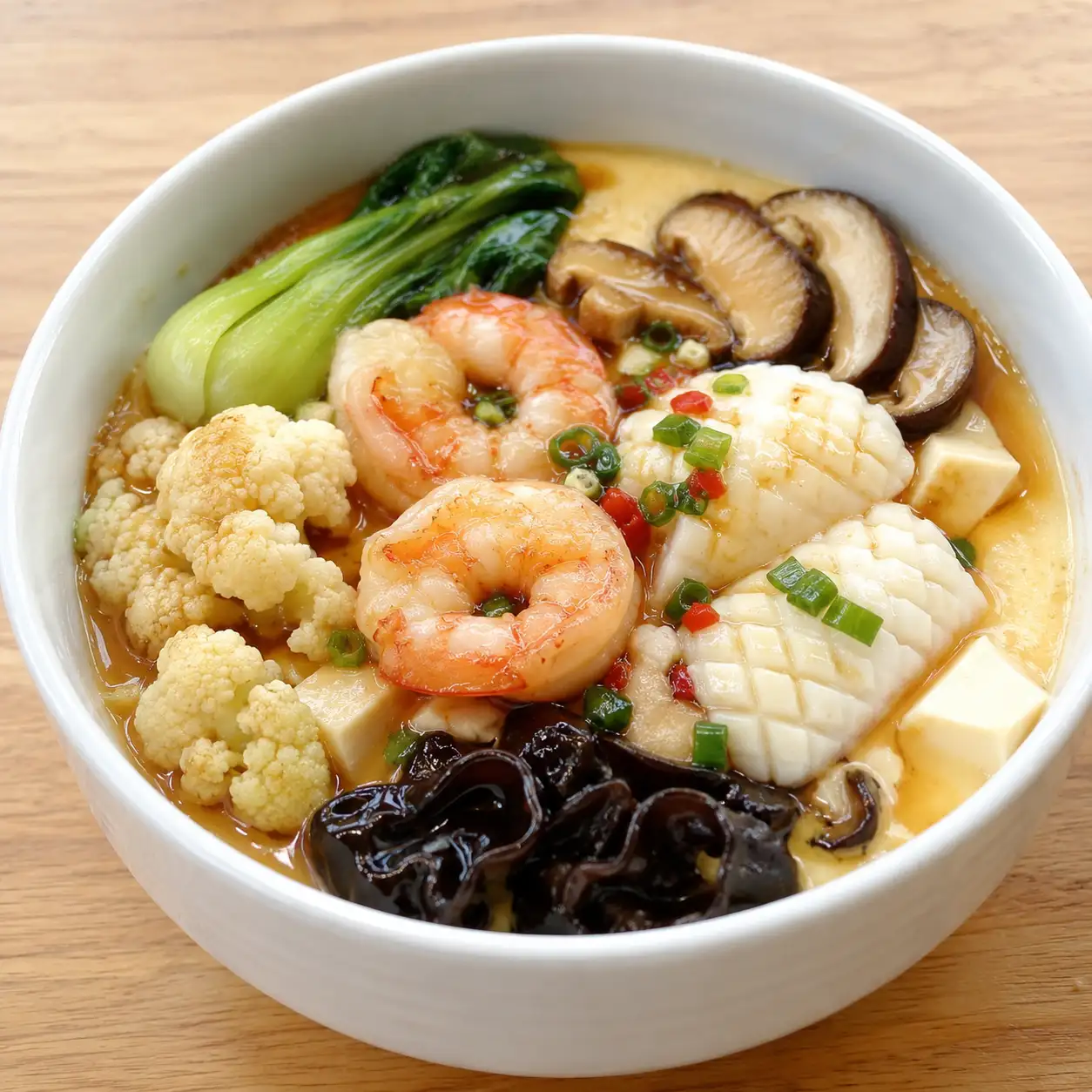 烏醋椒麻蒸蛋豆腐海鮮盅