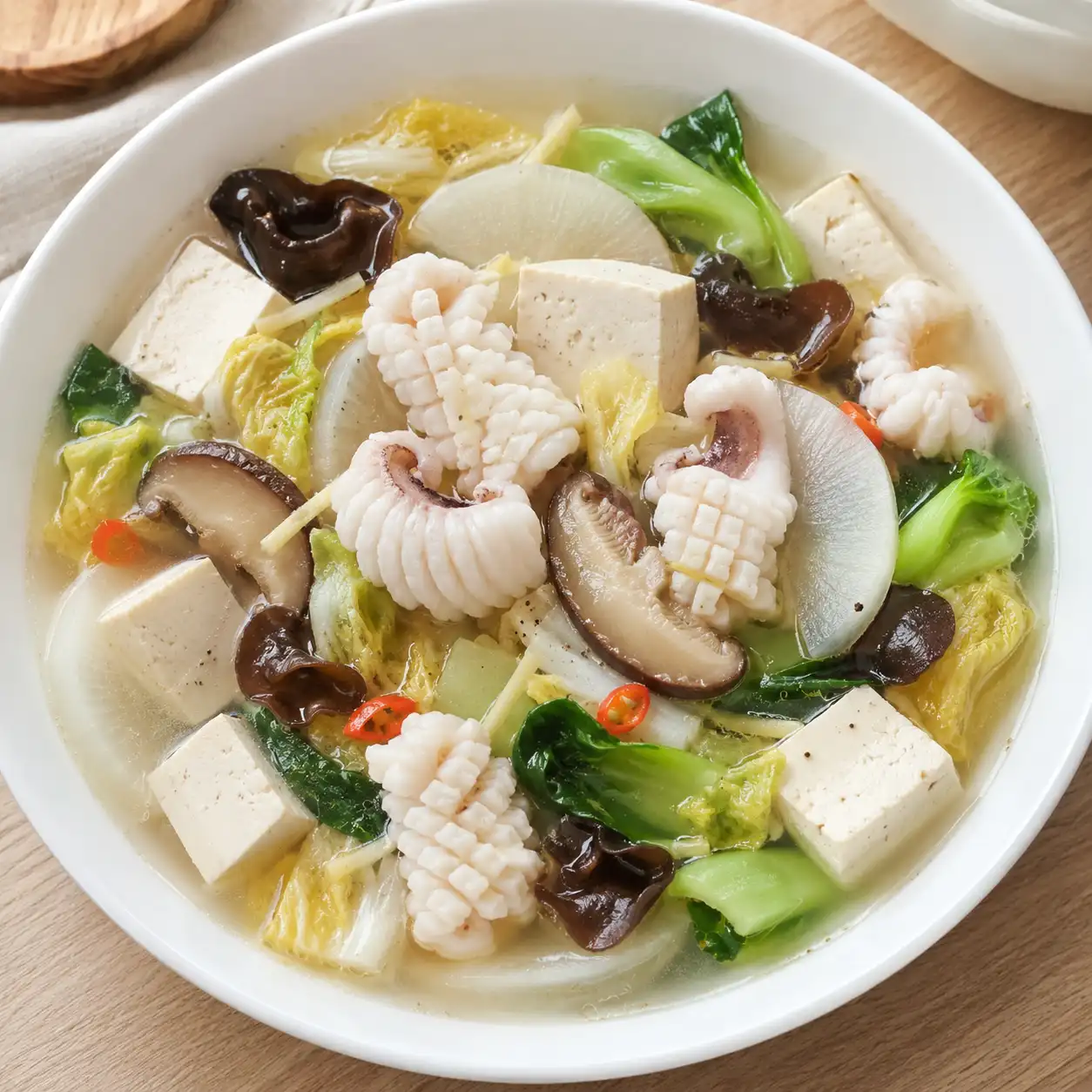 薑辣花枝豆腐湯盤