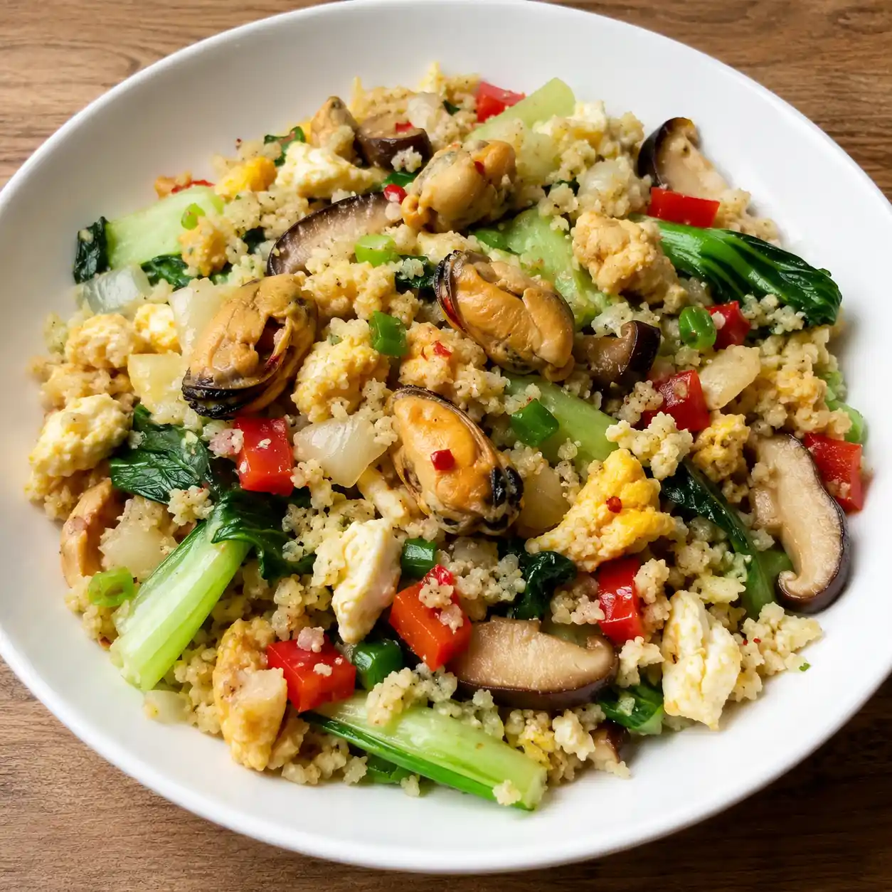 香辣淡菜花椰菜米炒飯感