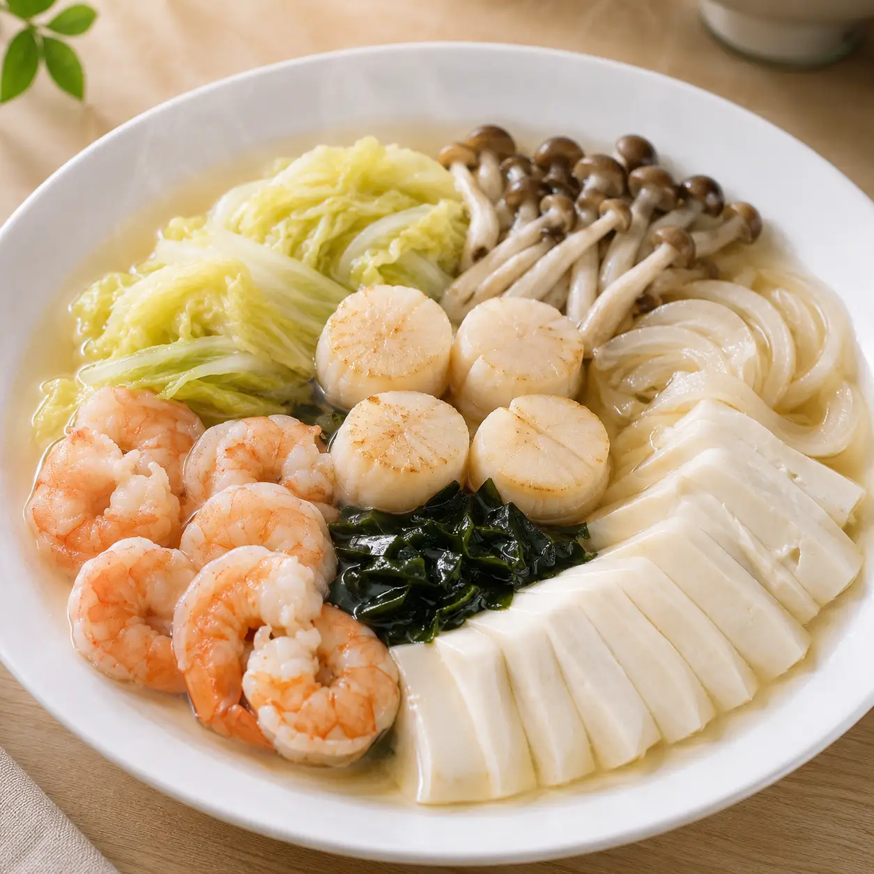 茶香蝦仁干貝豆腐蒸盤