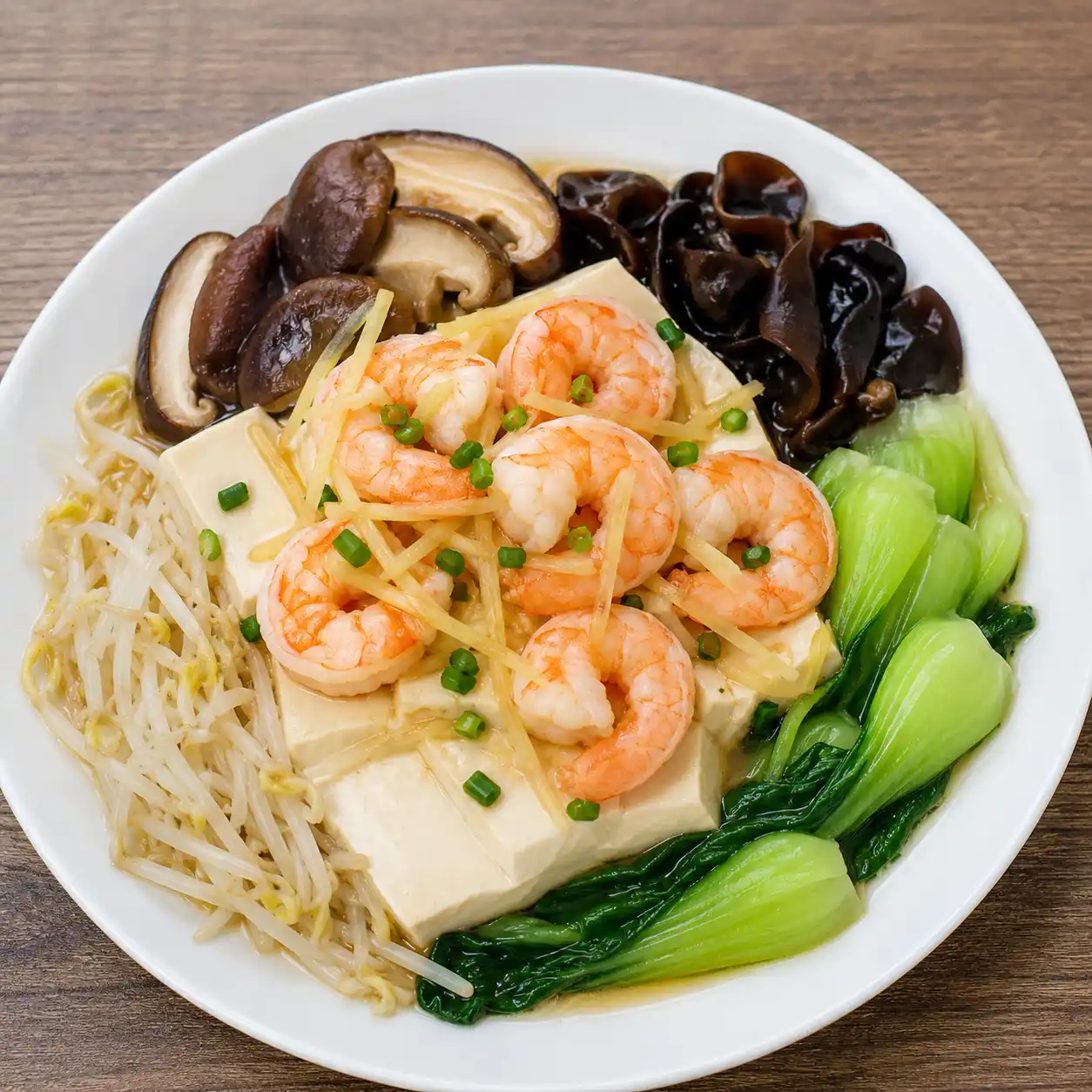 薑絲鮮蝦豆腐蒸盤