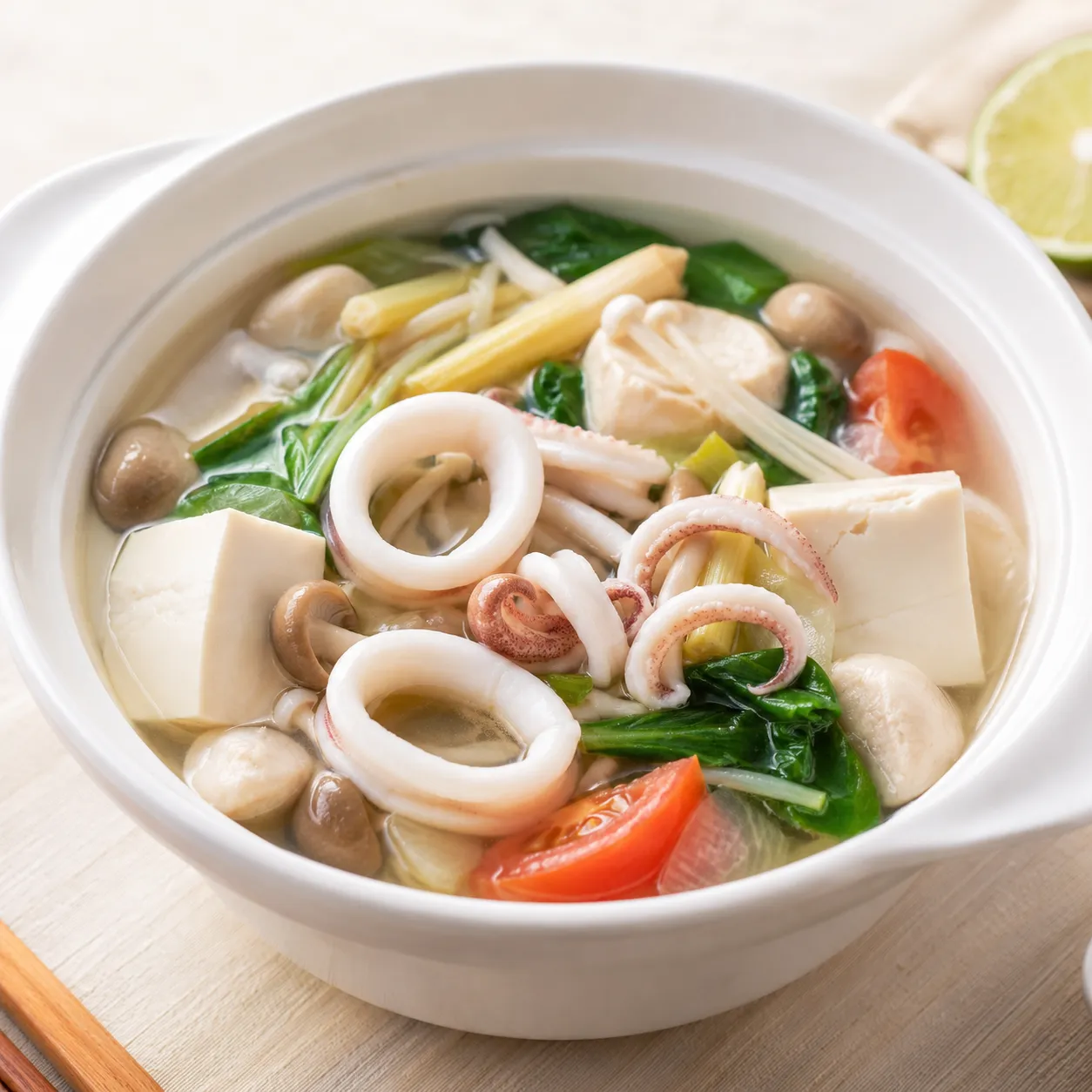 香茅檸檬魷魚豆腐湯