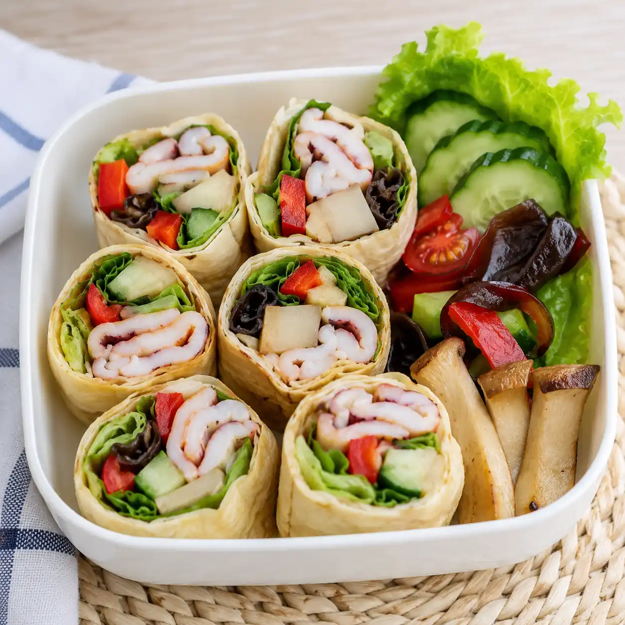 蒜香魷魚豆皮捲蔬菜盒
