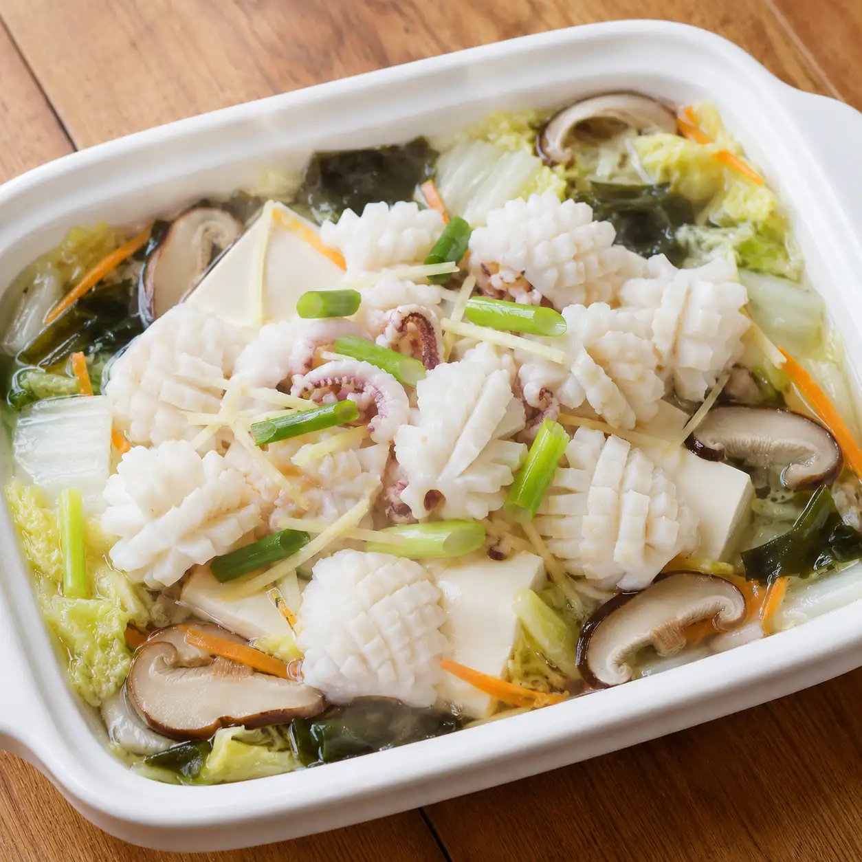 薑蔥魷魚豆腐蒸盒