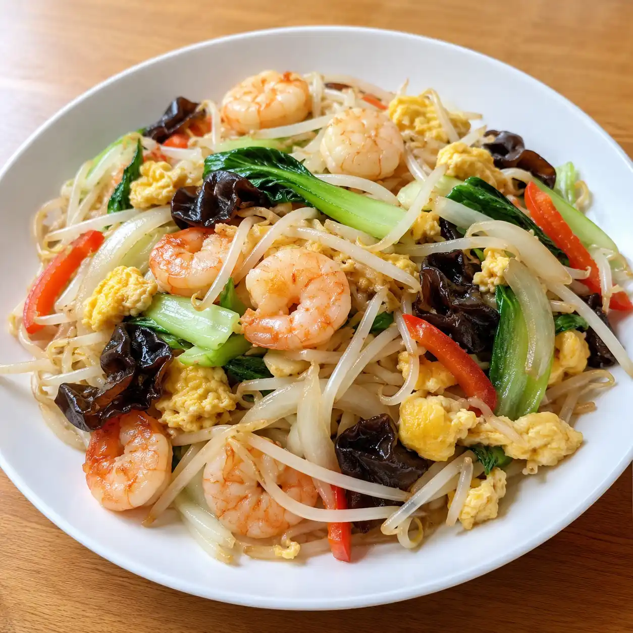蝦仁豆芽蛋炒麵感