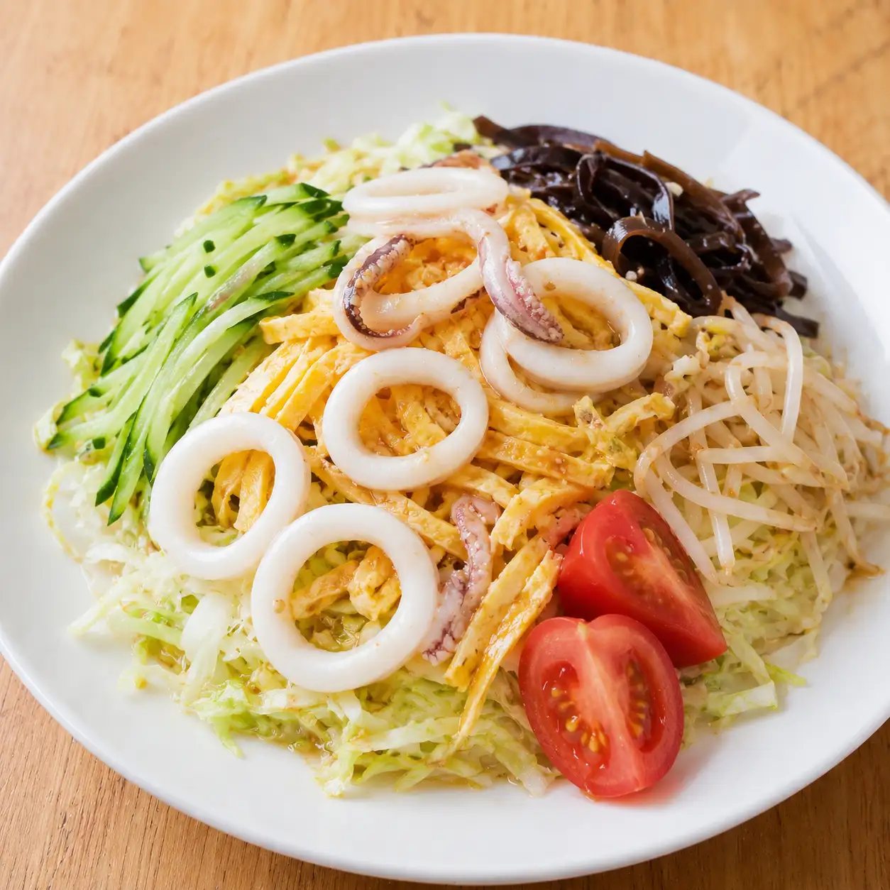 魷魚蛋絲白菜涼麵感