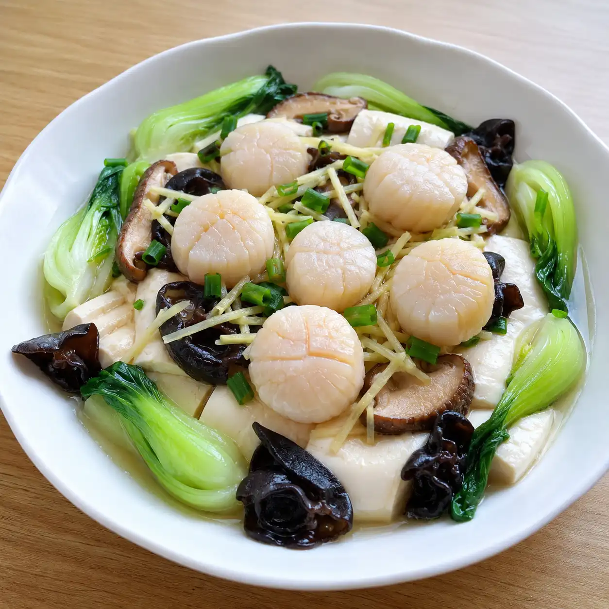 薑絲豆腐蒸干貝