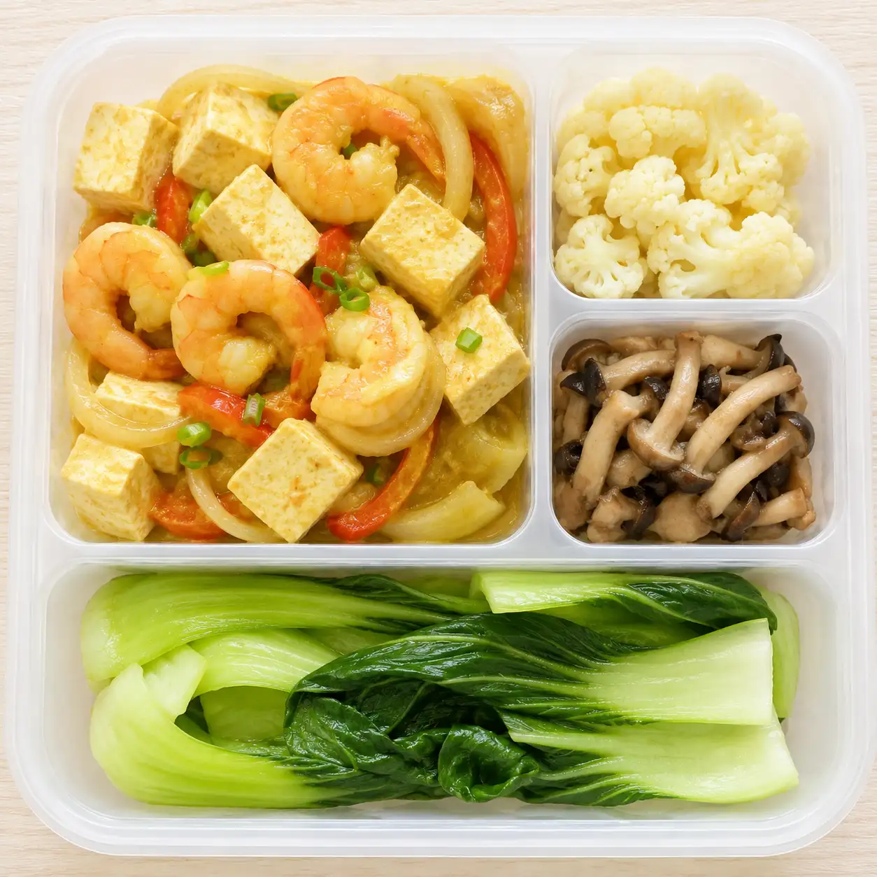 豆漿咖哩蝦仁豆腐餐盒