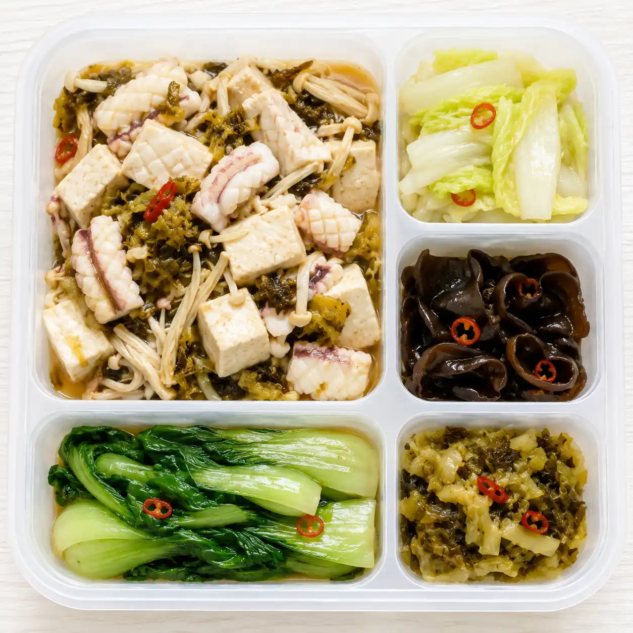 酸菜少量花枝豆腐盒