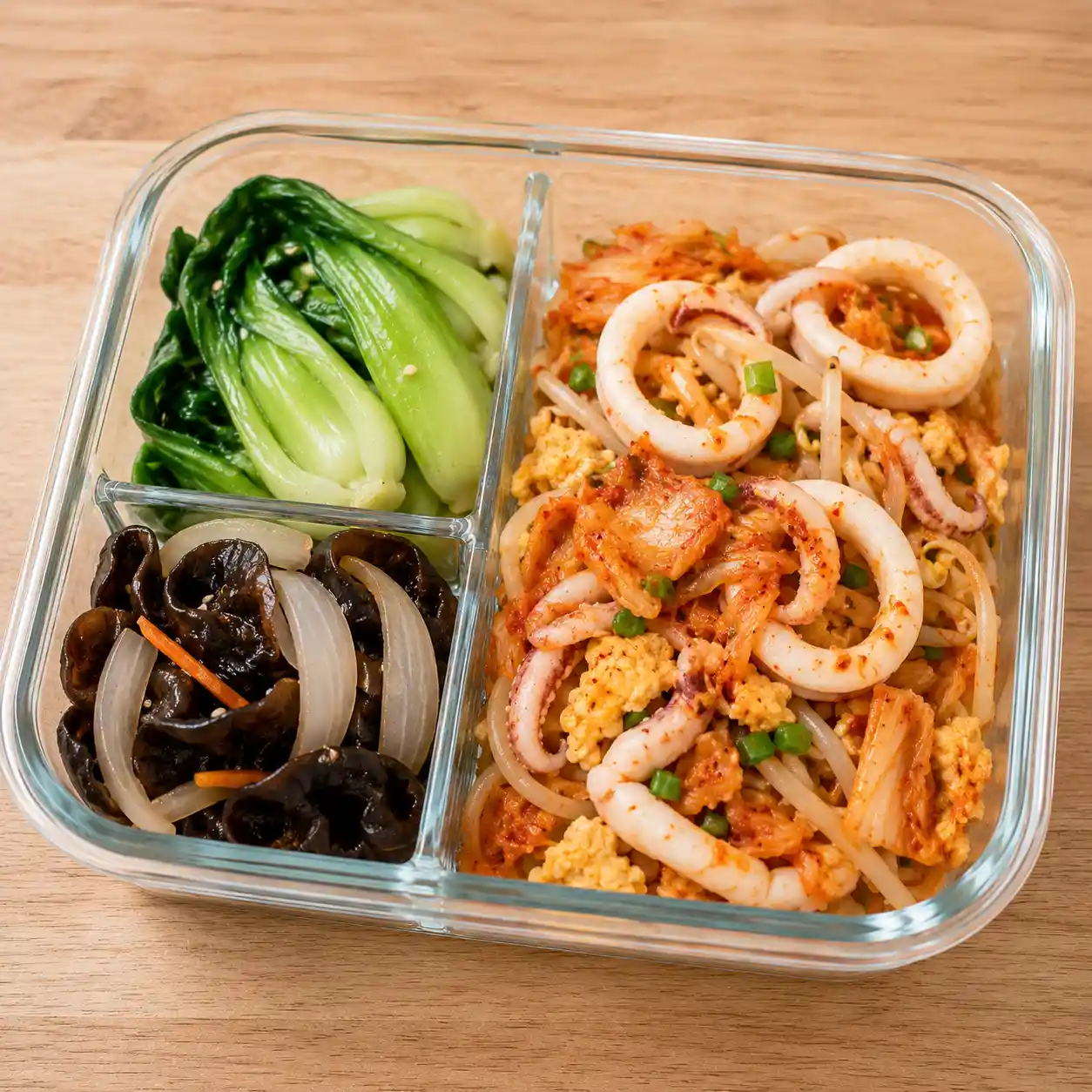 韓式泡菜花枝豆芽餐盒