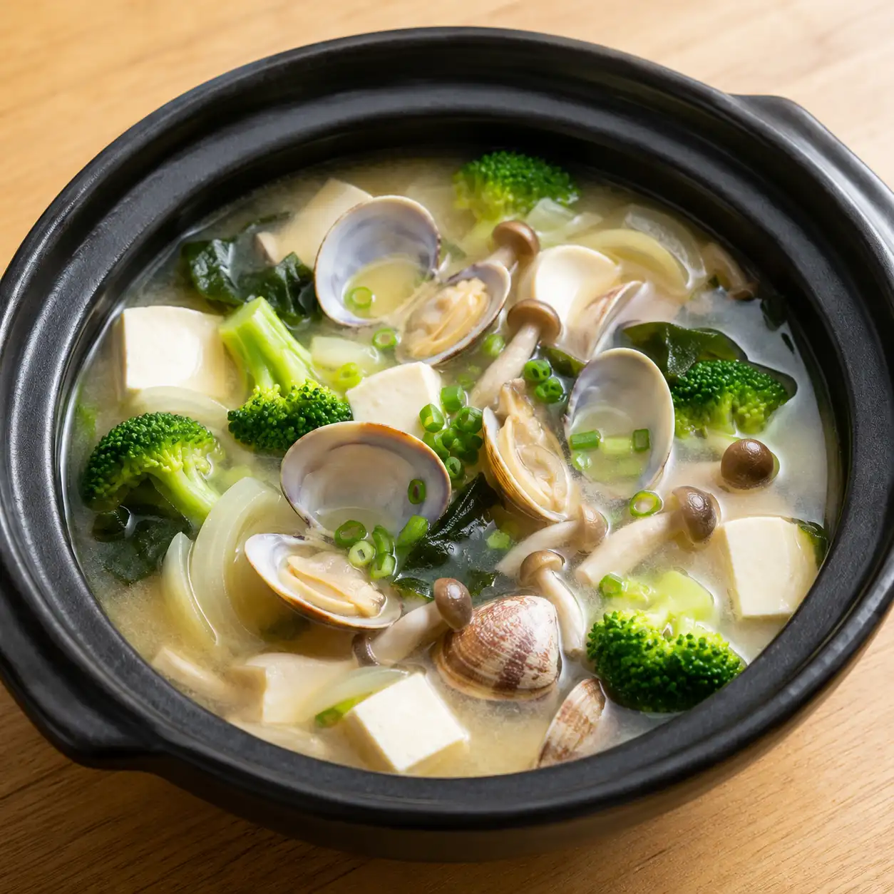 蛤蜊青花菜豆腐味噌湯