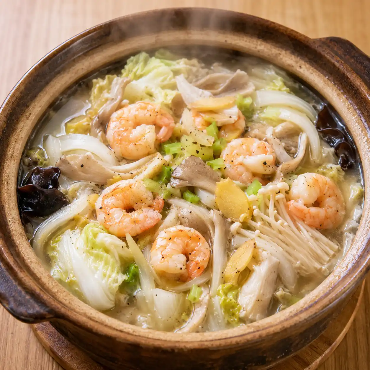 胡椒白菜菇菇蝦仁鍋