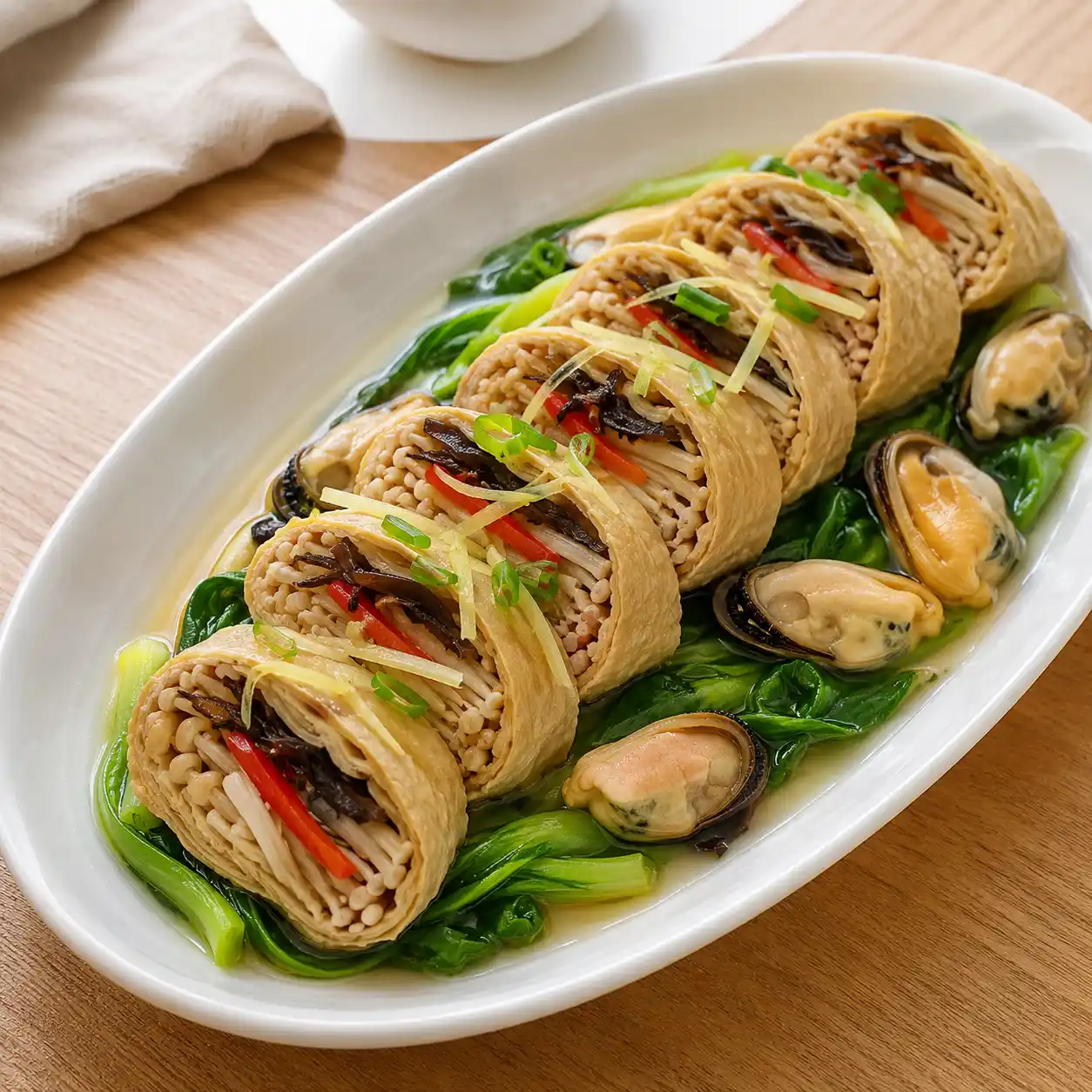 金針菇豆皮淡菜卷