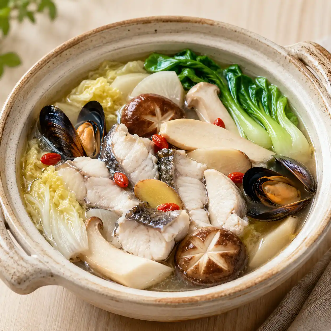 藥膳感鱸魚淡菜菇湯