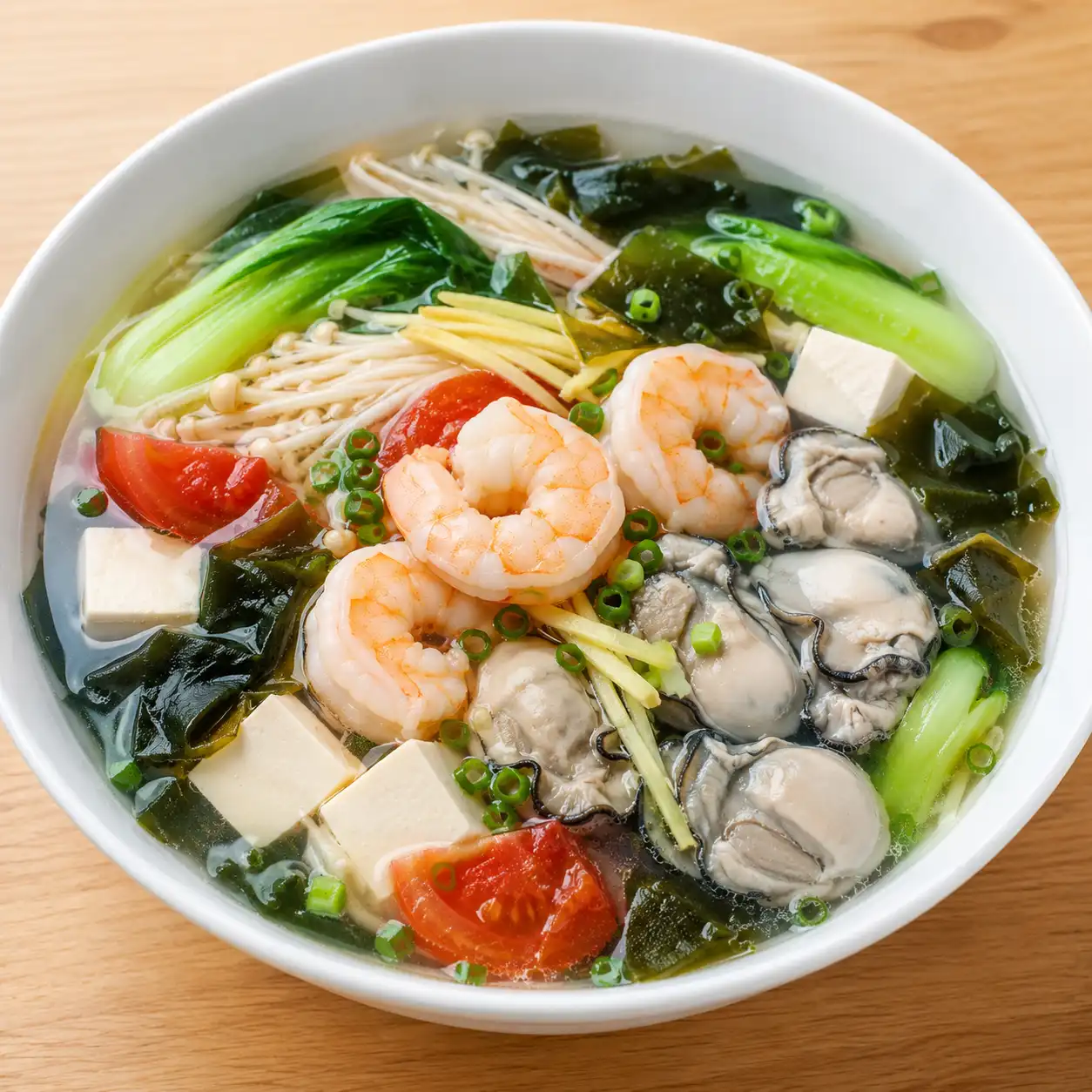 海帶芽蝦仁鮮蚵清湯