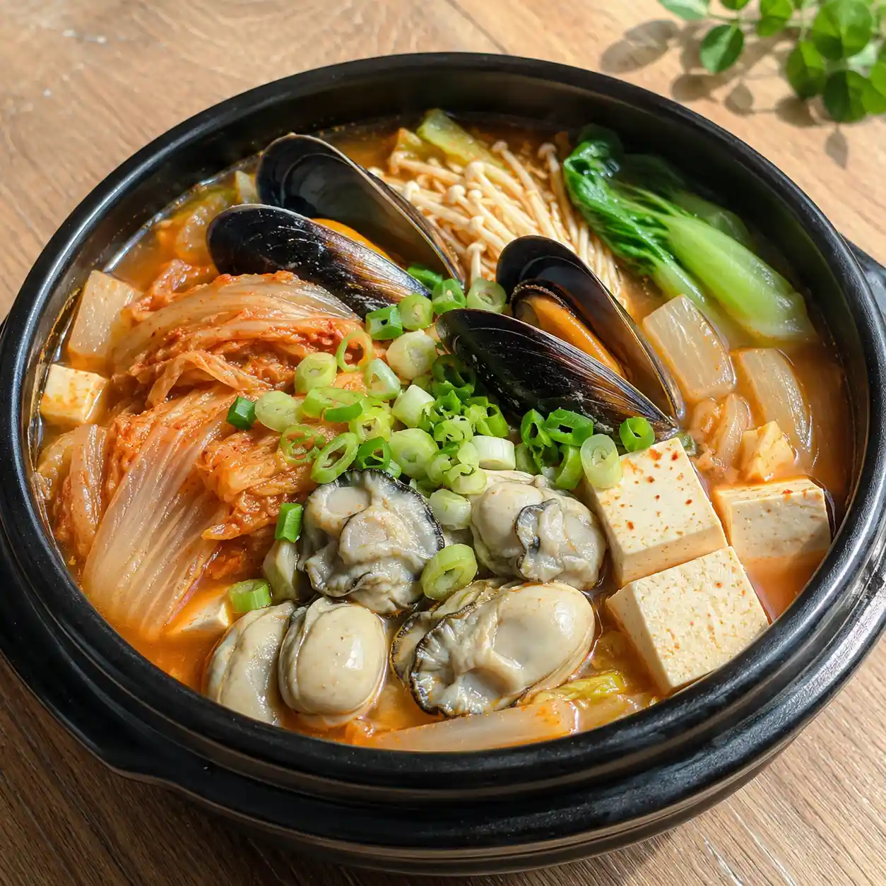 韓式泡菜淡菜鮮蚵豆腐煲