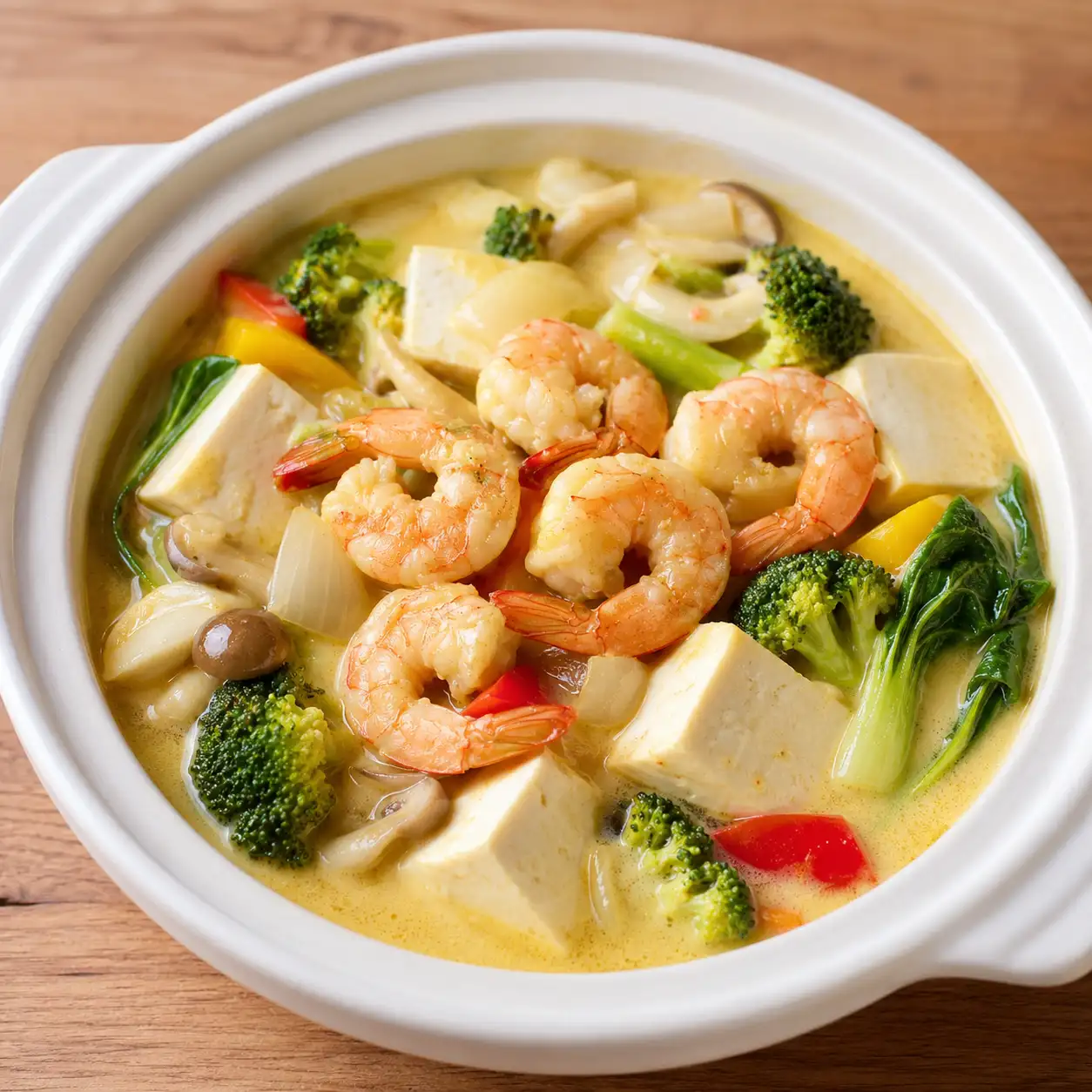 豆漿咖哩蝦仁豆腐鍋