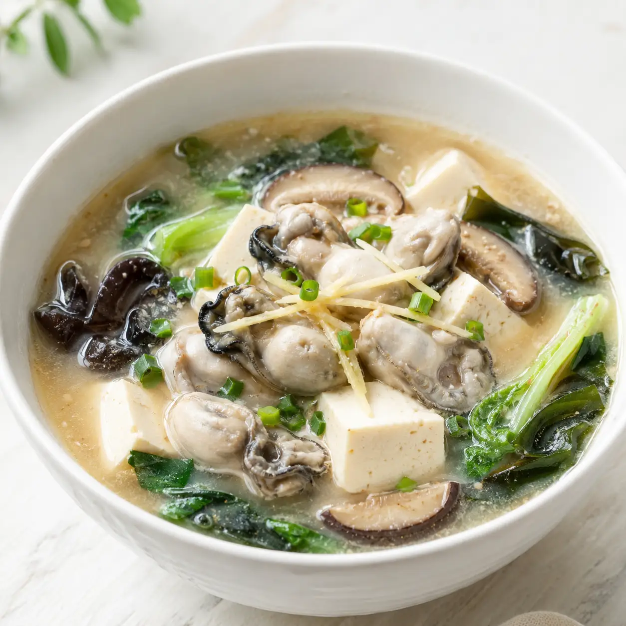 味噌鮮蚵亞麻豆腐湯