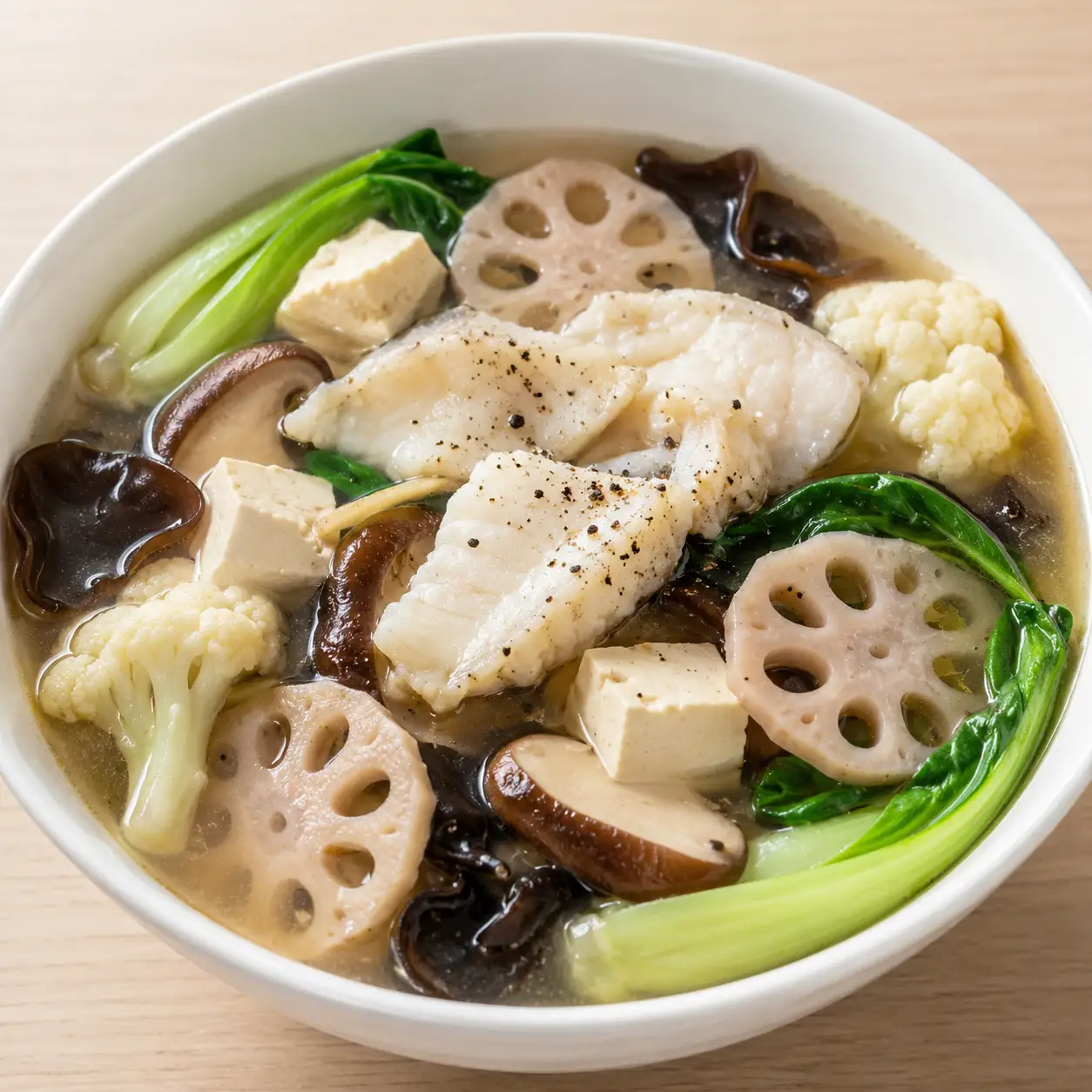 胡椒魚片蓮藕豆腐湯餐
