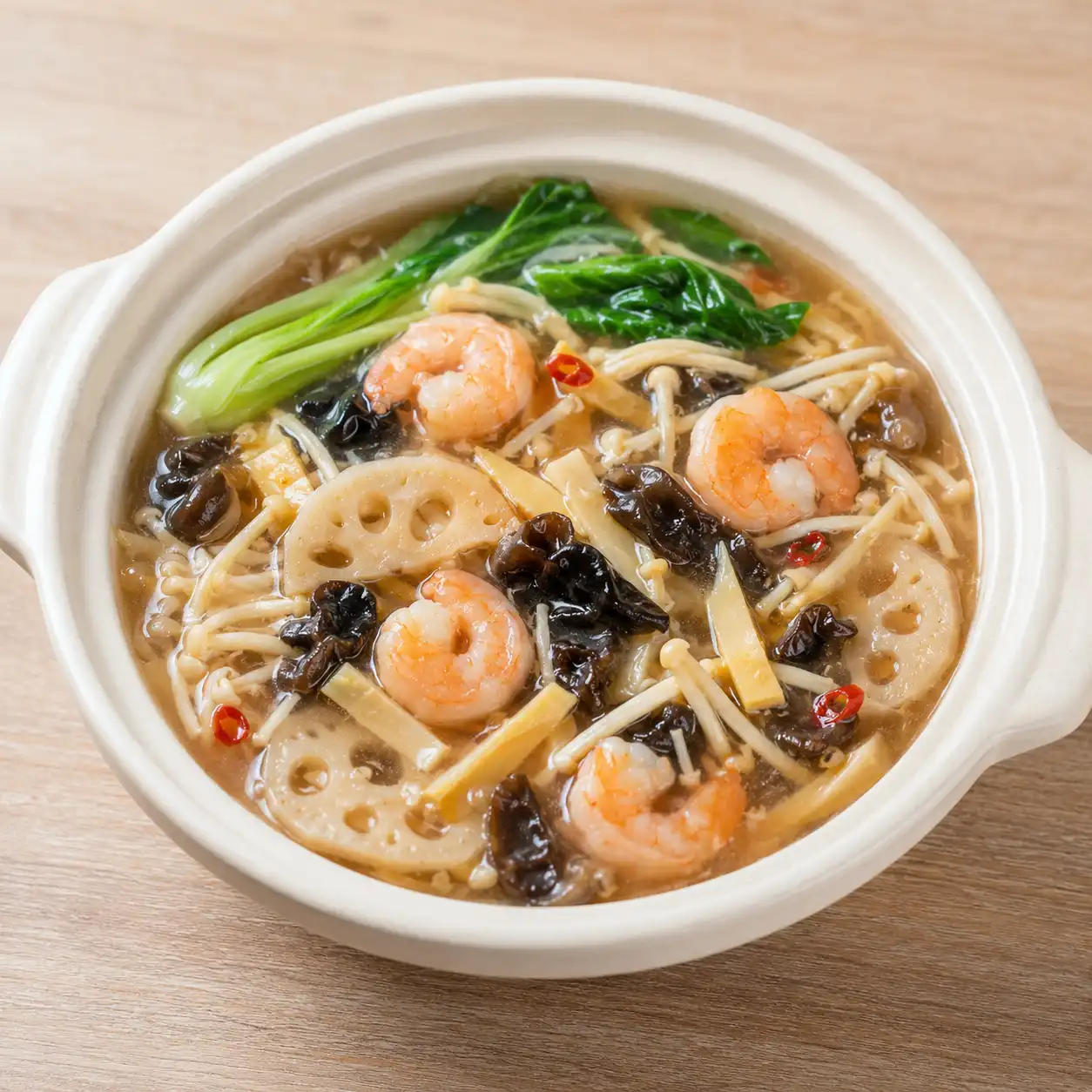 酸辣蝦仁蓮藕木耳羹感湯