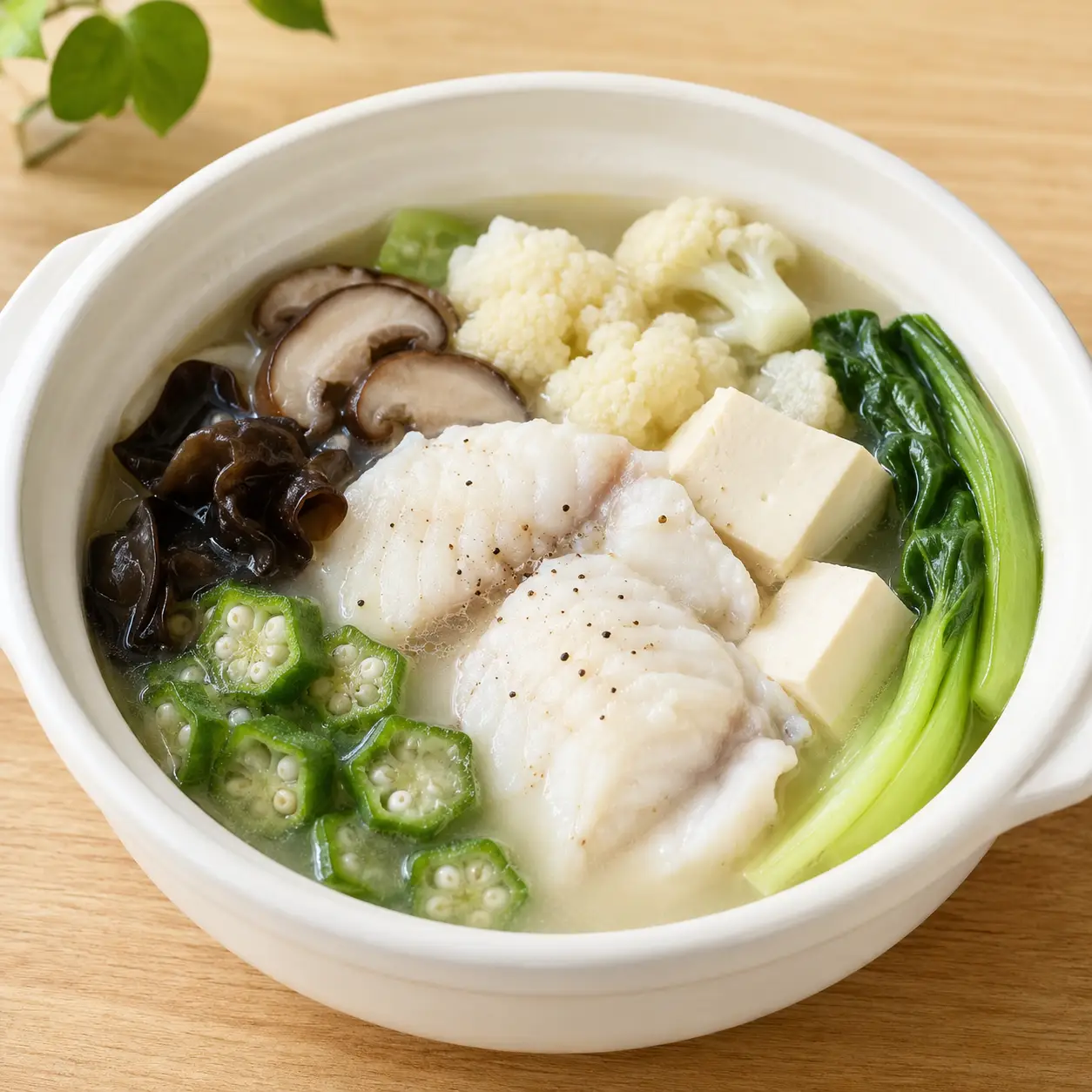 胡椒魚片秋葵豆腐湯餐