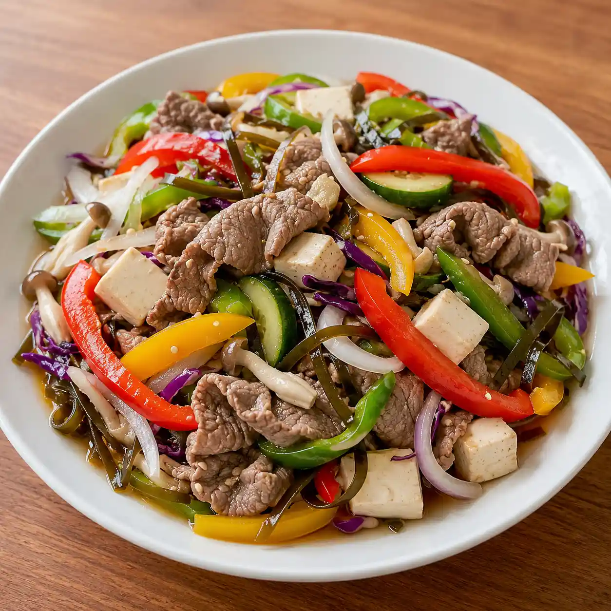 昆布牛肉三色彩椒冷拌