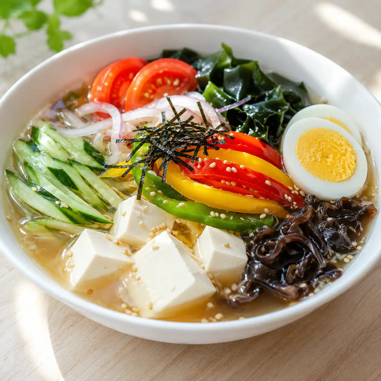 海帶芽豆腐彩椒冷湯