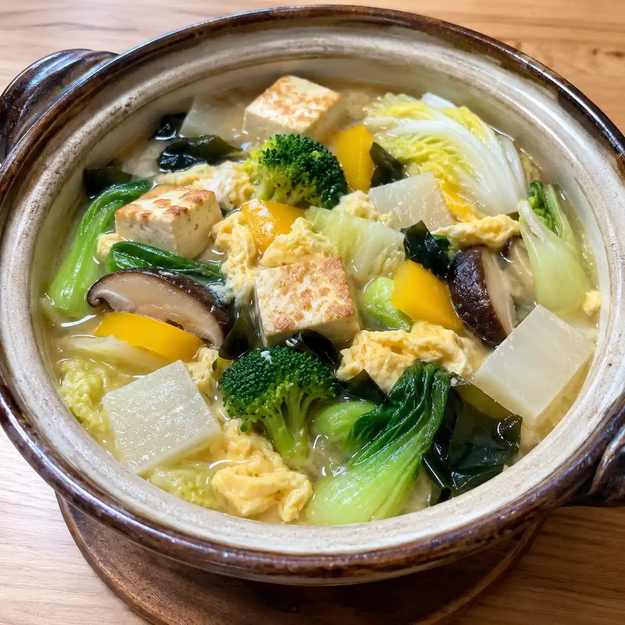味噌豆腐雞蛋彩蔬一鍋煮