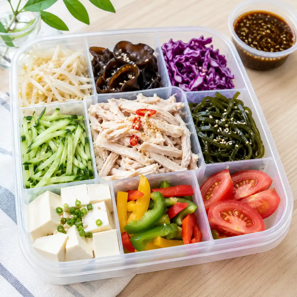 胡麻雞絲豆腐分格冷便當