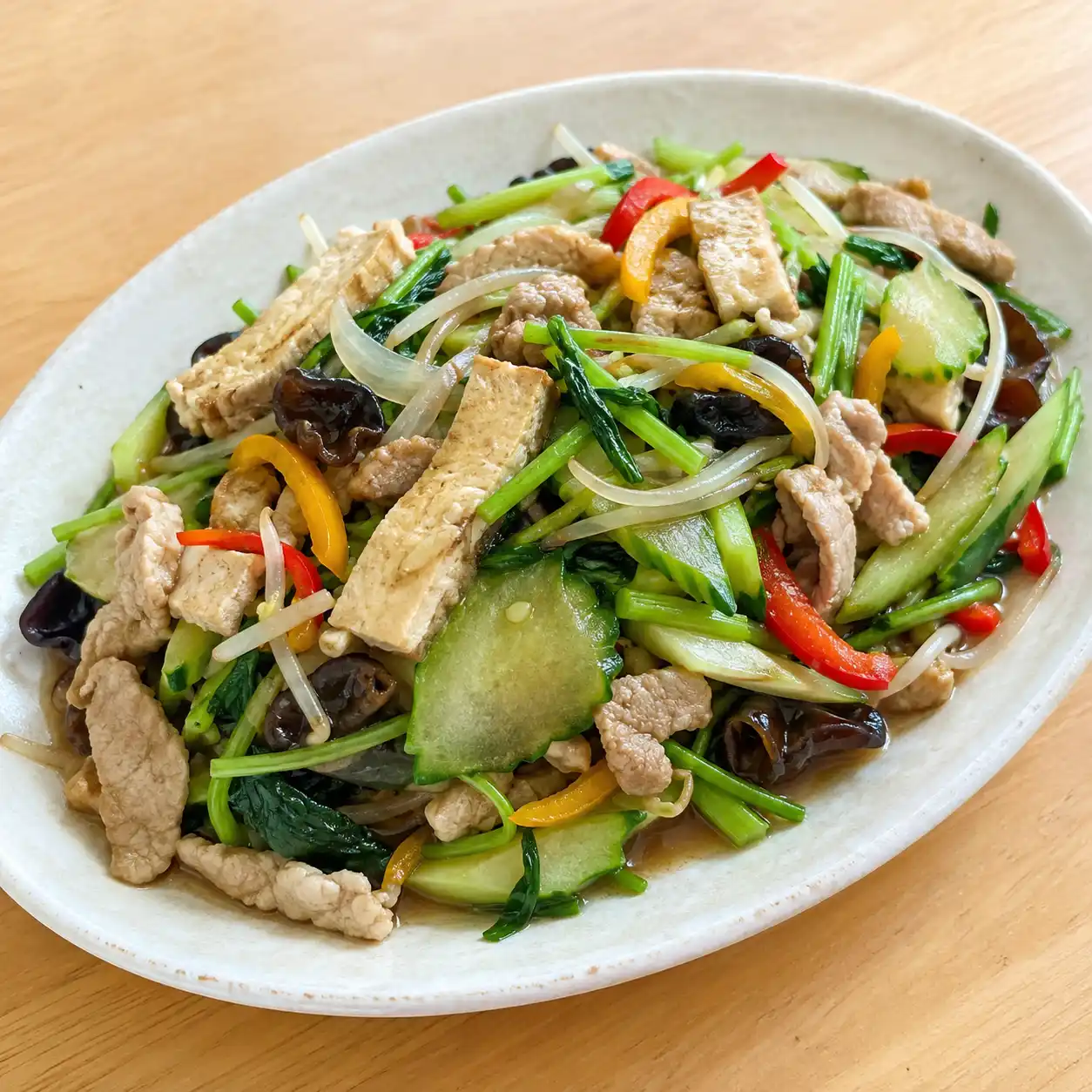 沙茶瘦肉豆腐佛手瓜乾燴