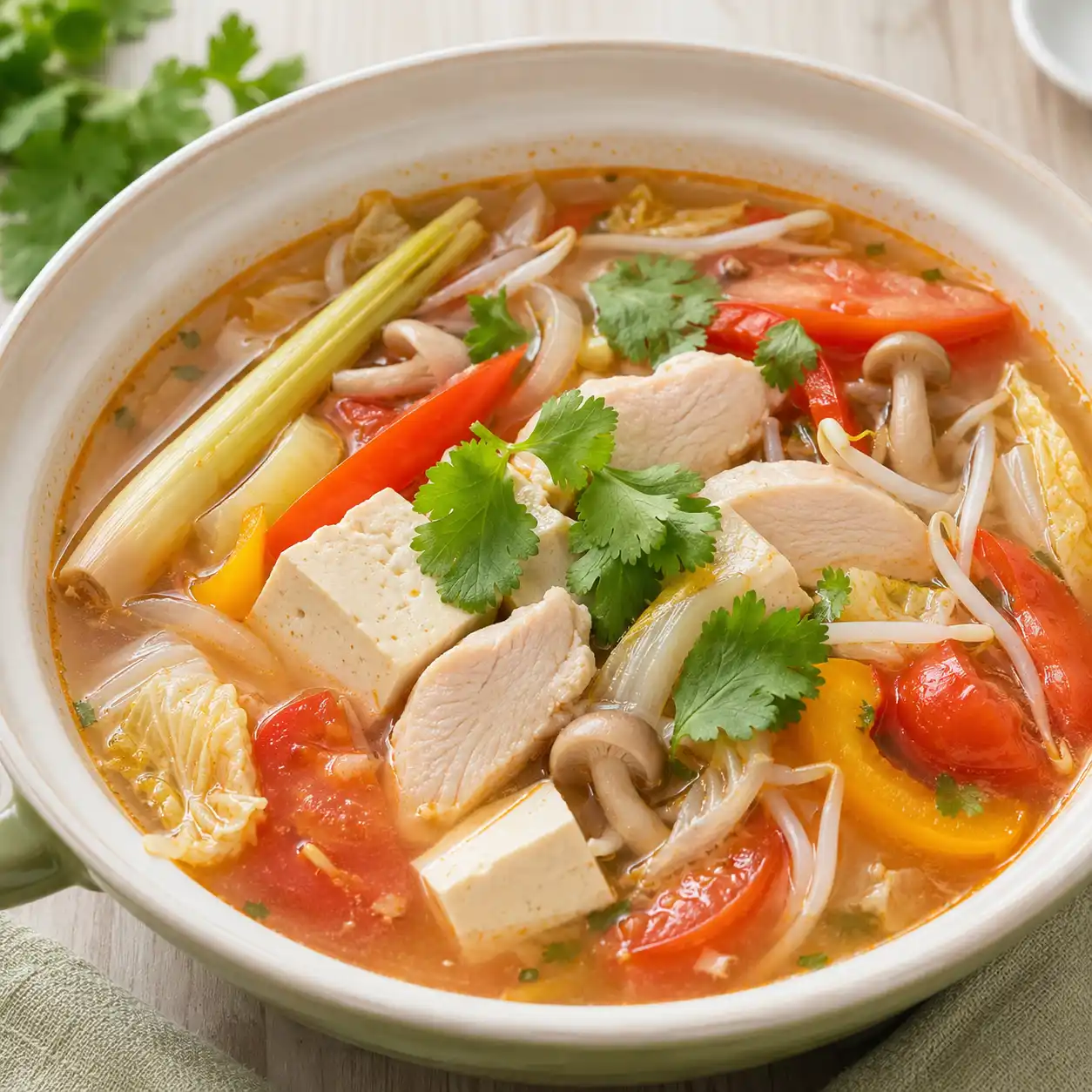 香茅雞肉豆腐番茄彩蔬湯