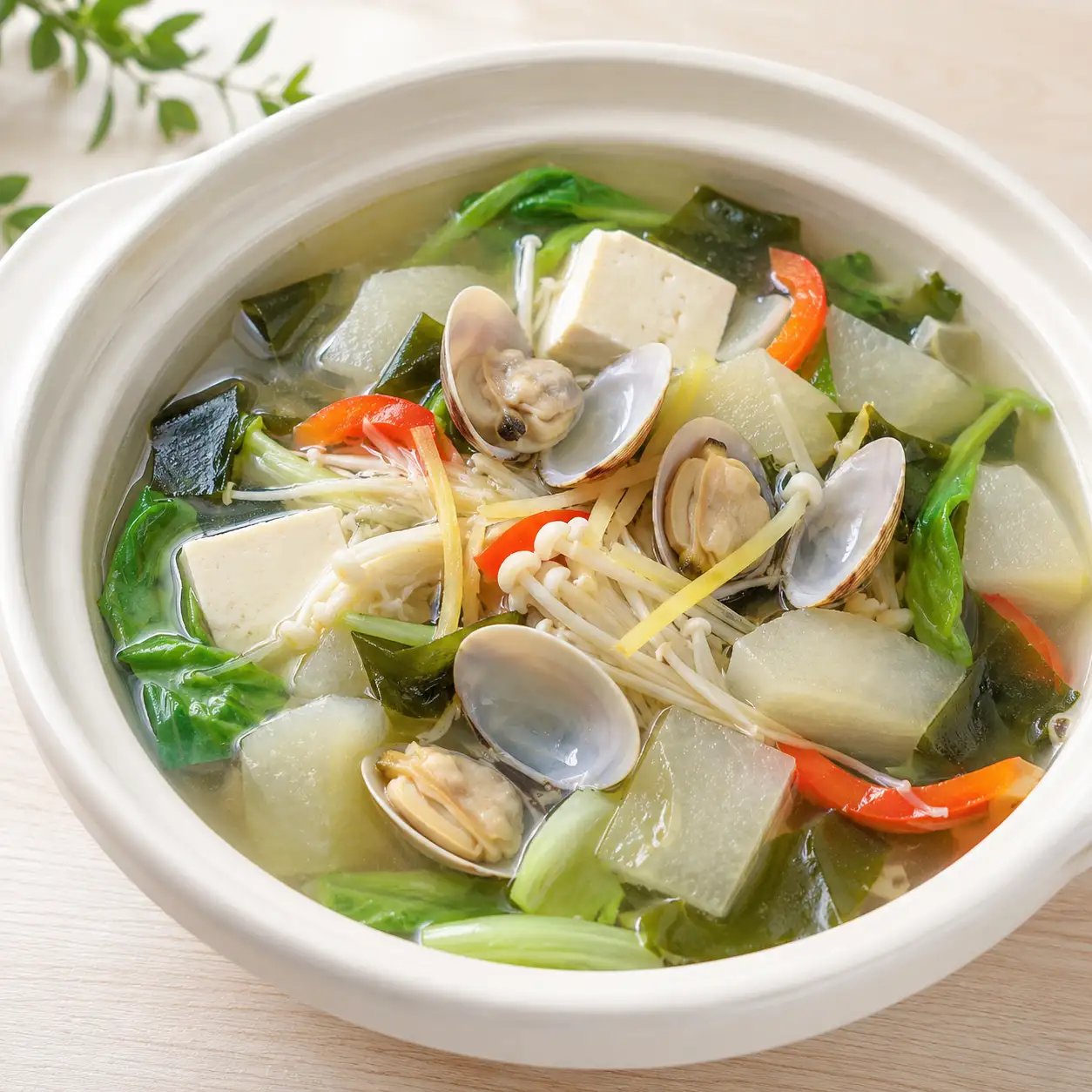 蛤蜊豆腐彩蔬海味湯