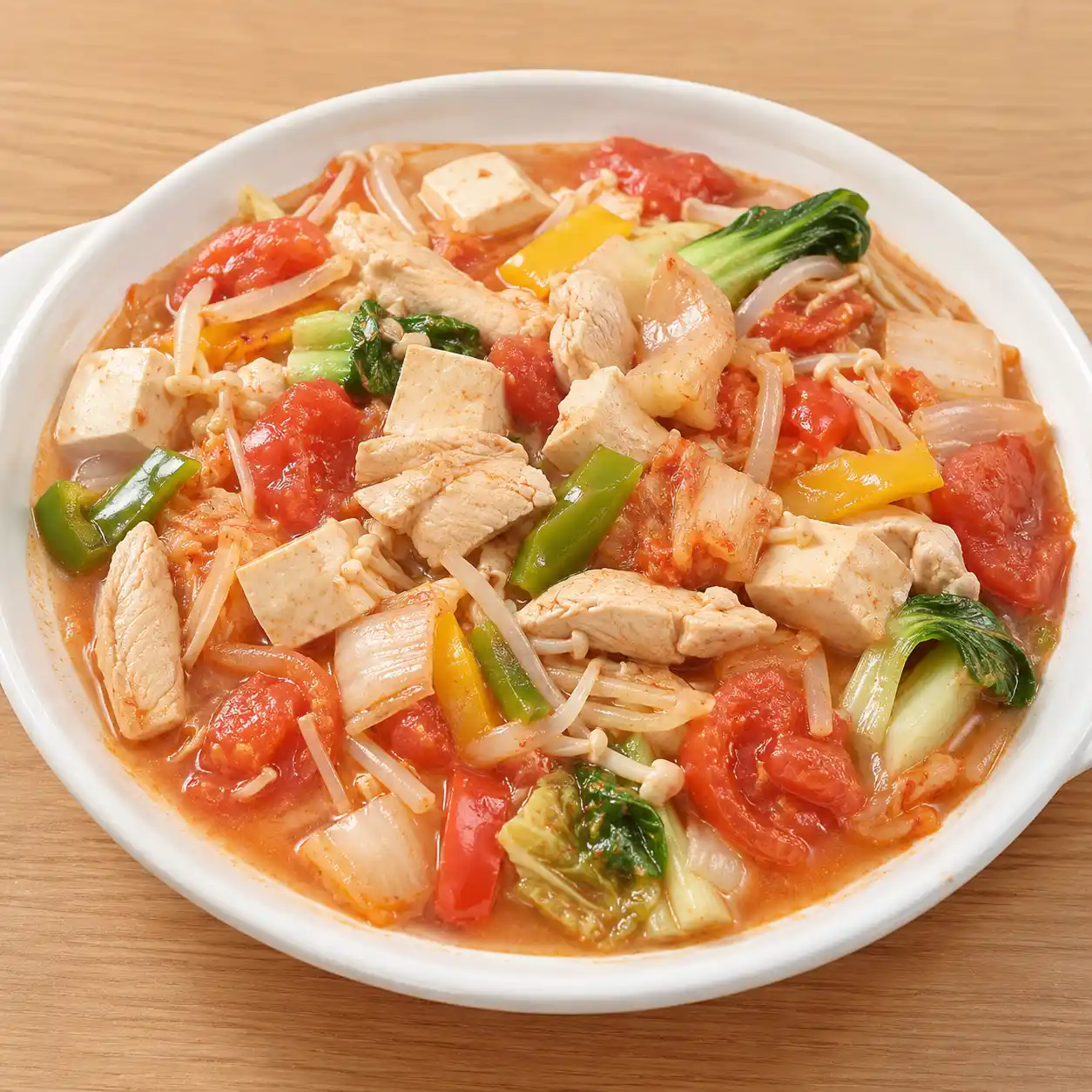 泡菜番茄雞柳豆腐燴