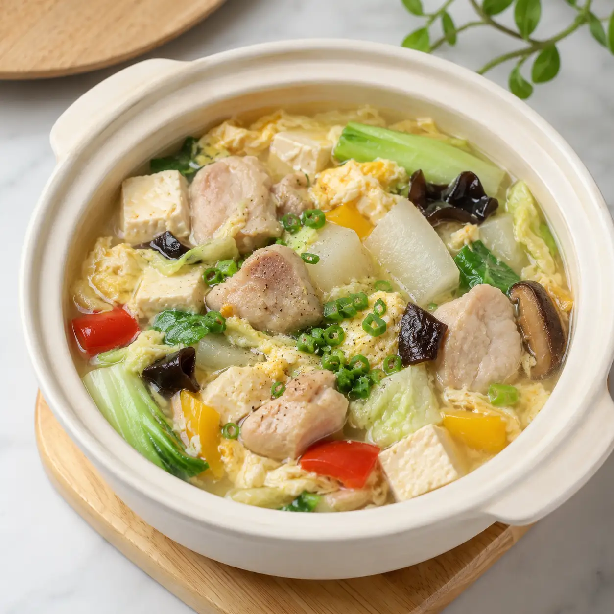 白胡椒雞肉蘿蔔蛋液煲