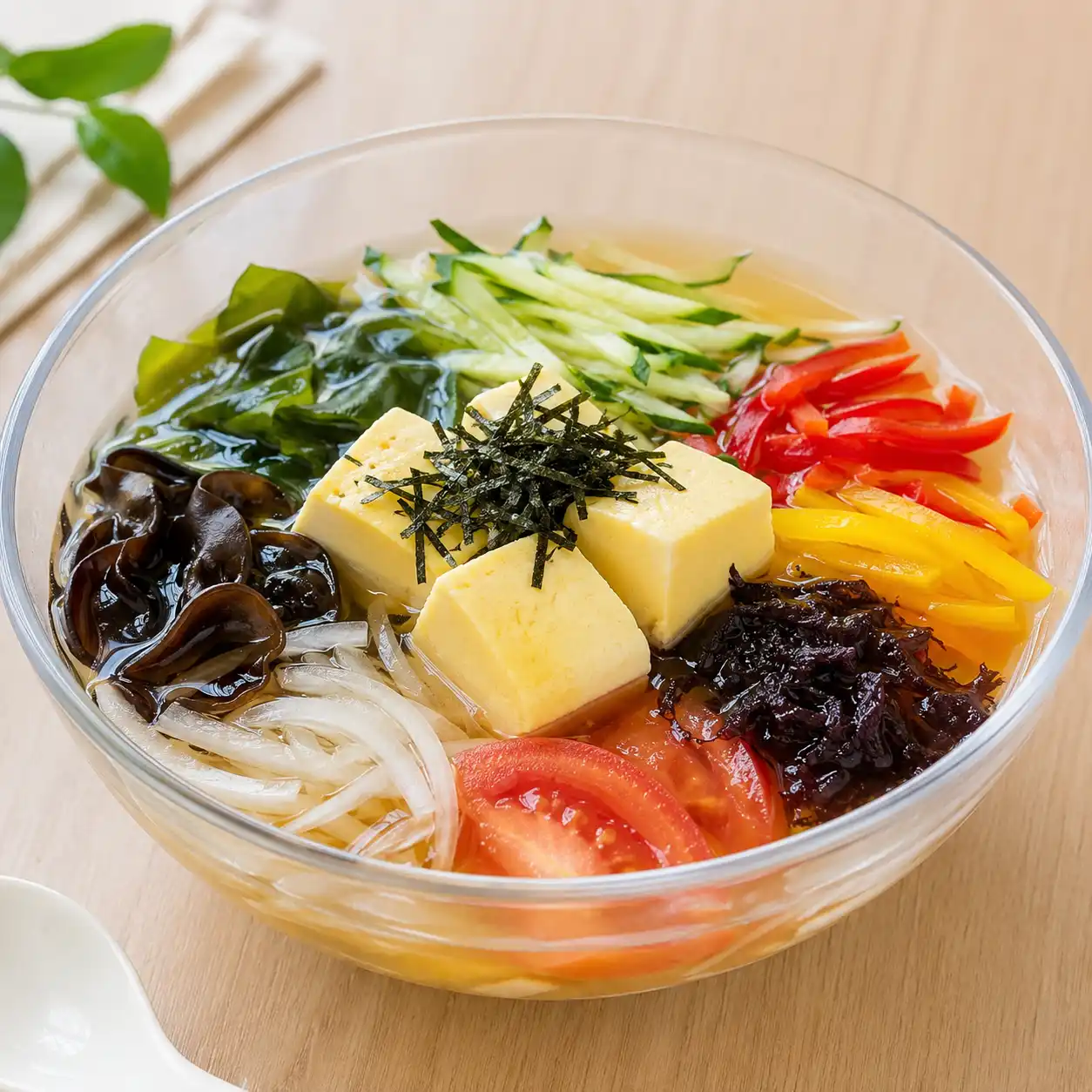 昆布豆腐蛋液冷湯碗