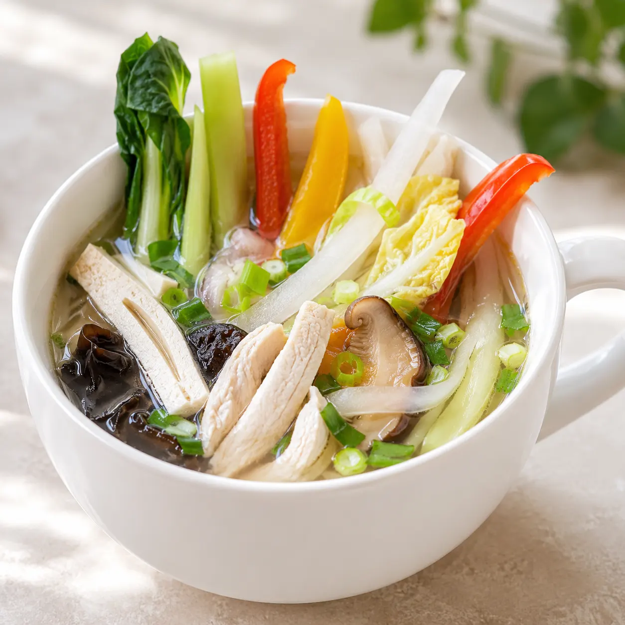 白胡椒雞肉白蘿蔔蔬菜棒湯杯