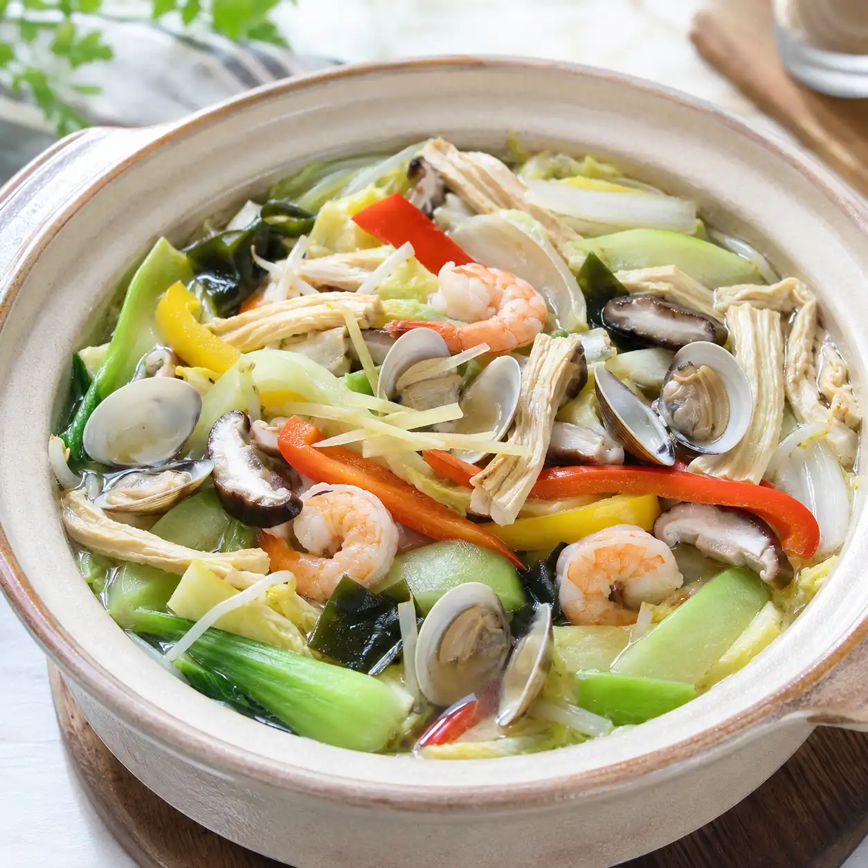 海鮮豆皮瓠瓜彩蔬條煲
