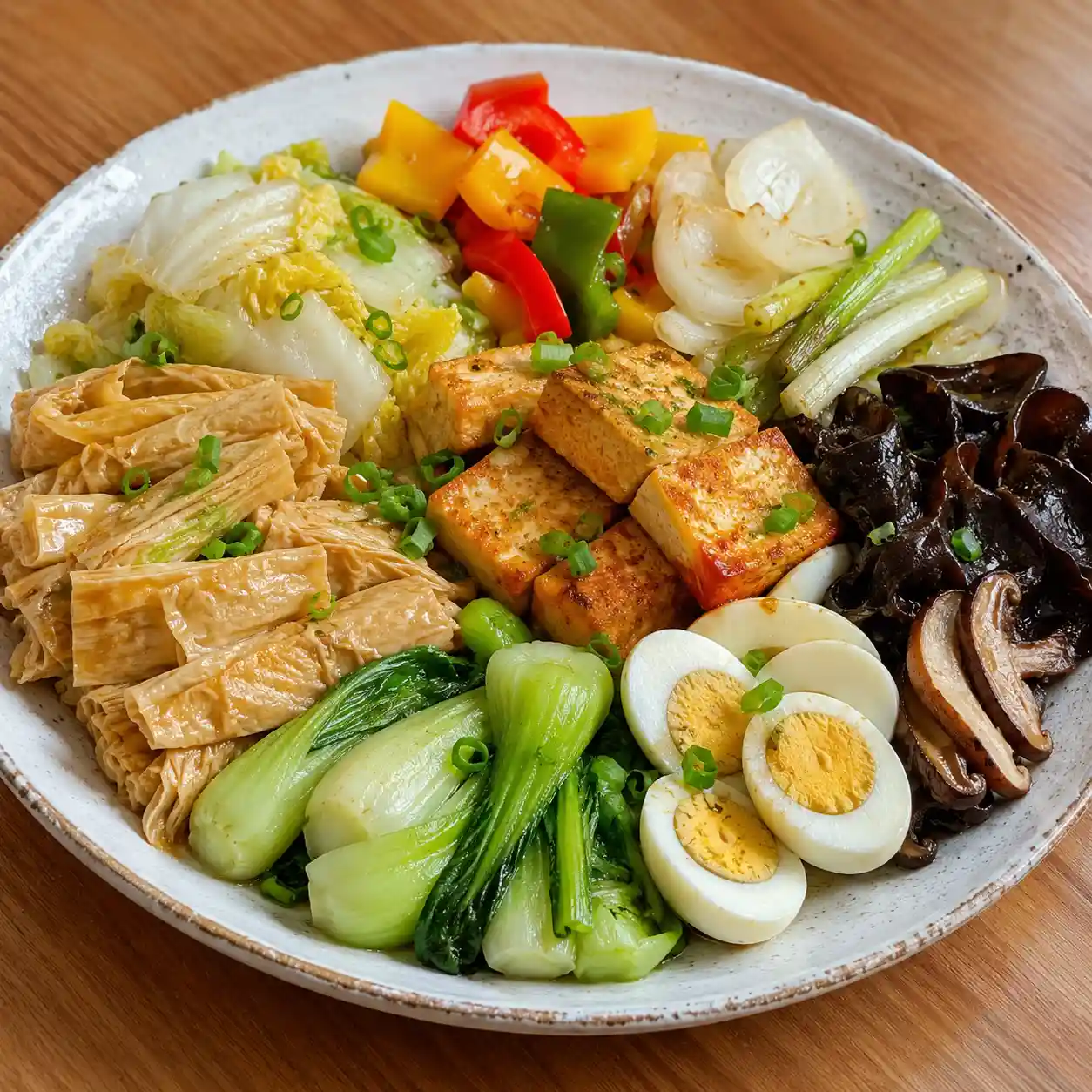 蔥燒豆皮豆腐烤蔬盤