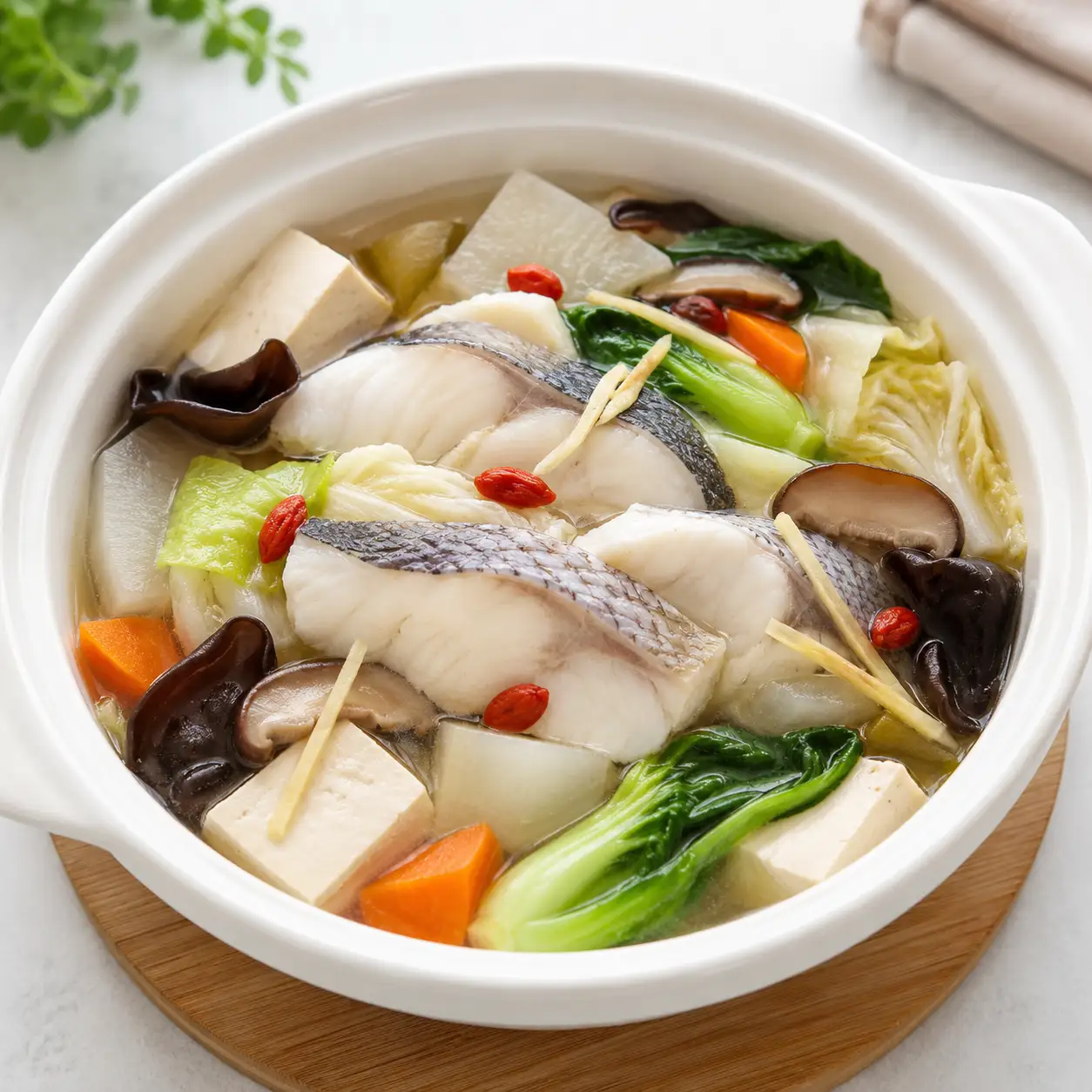 藥膳鱸魚豆腐彩蔬燴湯