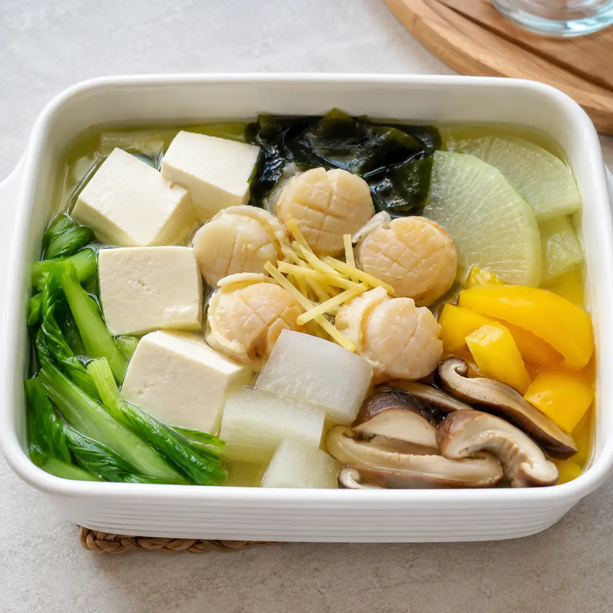 昆布干貝彩蔬豆腐蒸盒